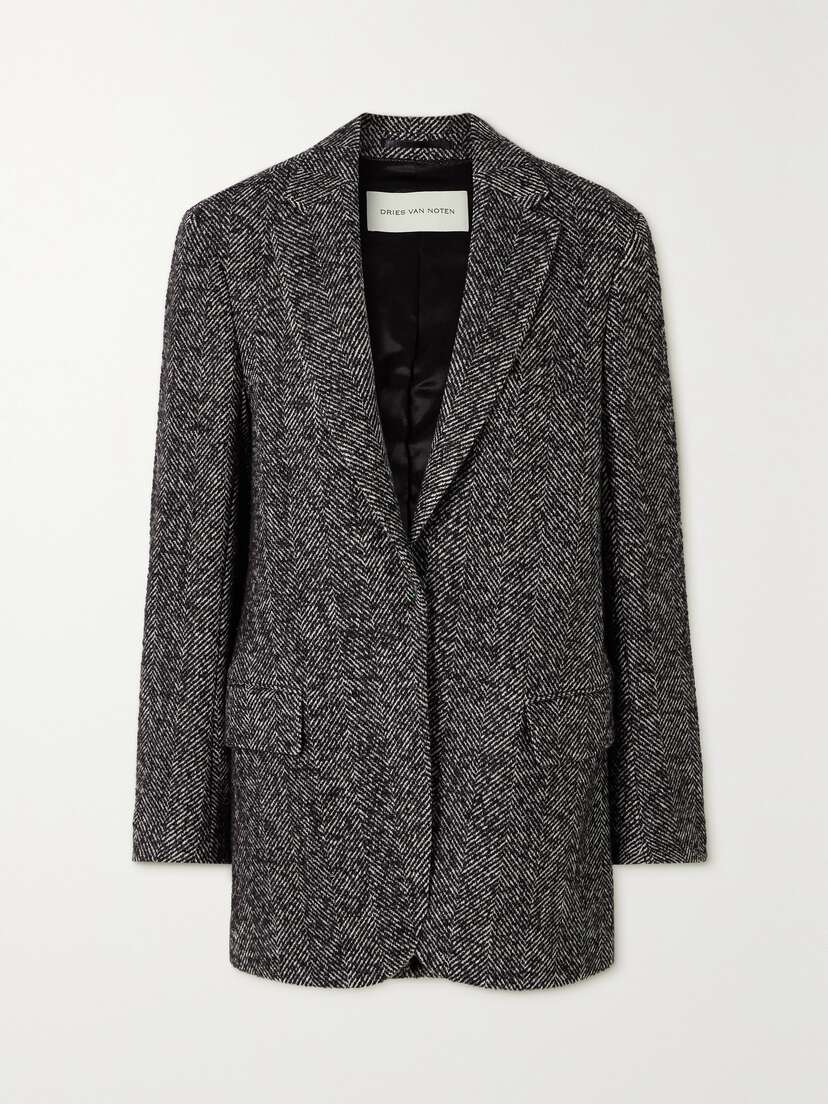 Dries Van Noten Oversized Herringbone Wool-blend Blazer