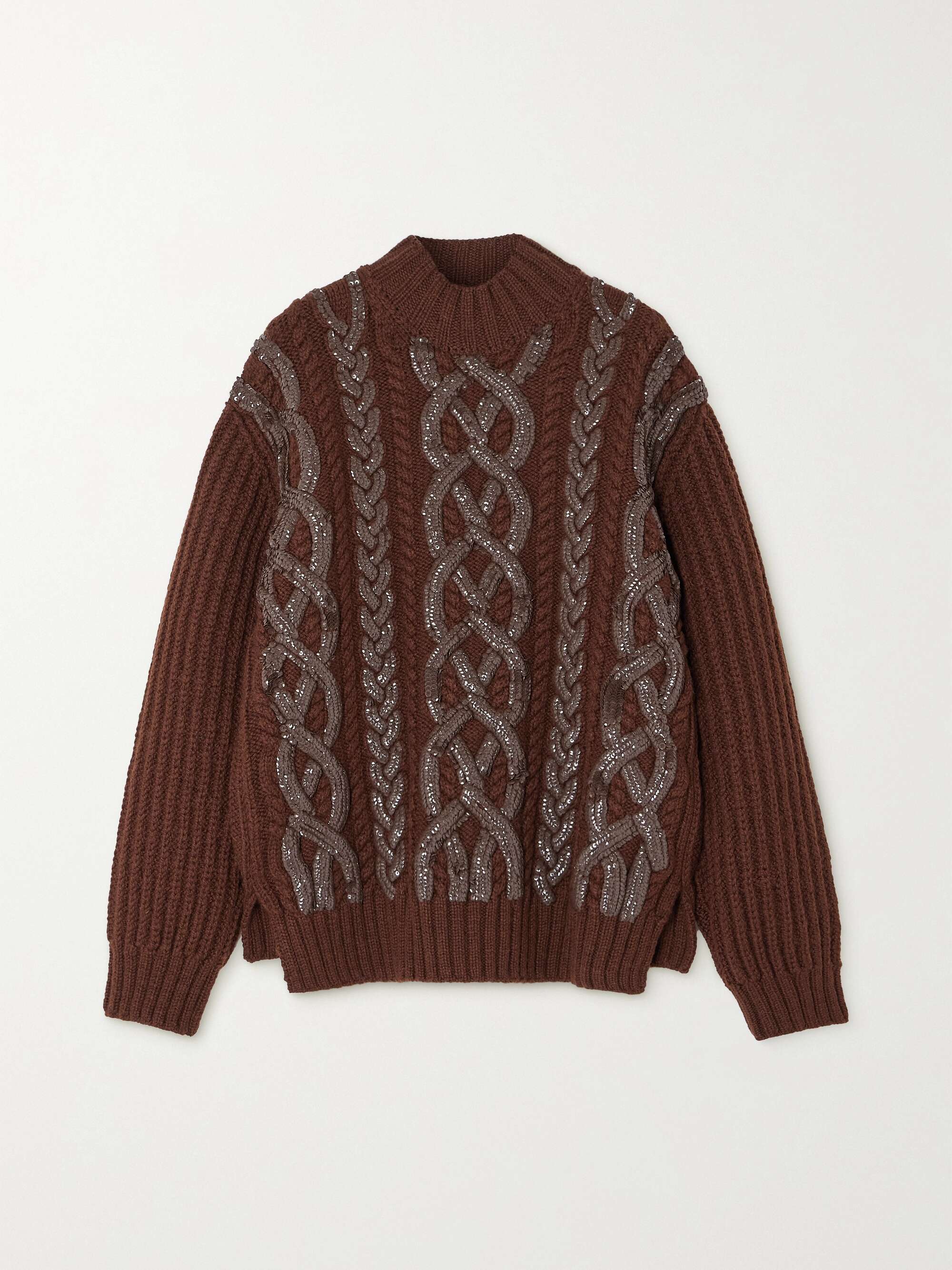 DRIES VAN NOTEN Sequin-embellished cable-knit wool sweater | NET-A-PORTER