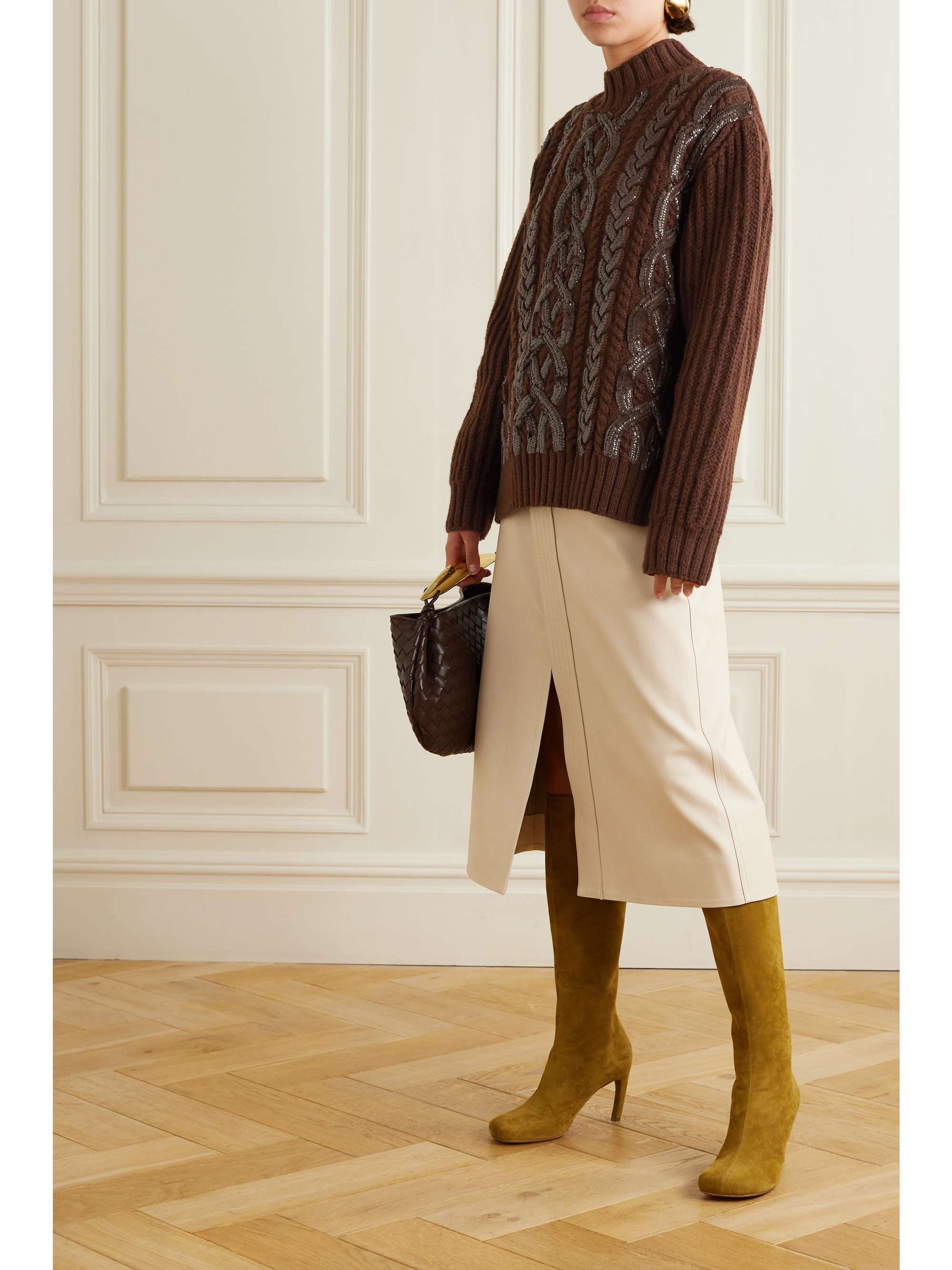 DRIES VAN NOTEN Sequin-embellished cable-knit wool sweater | NET-A-PORTER