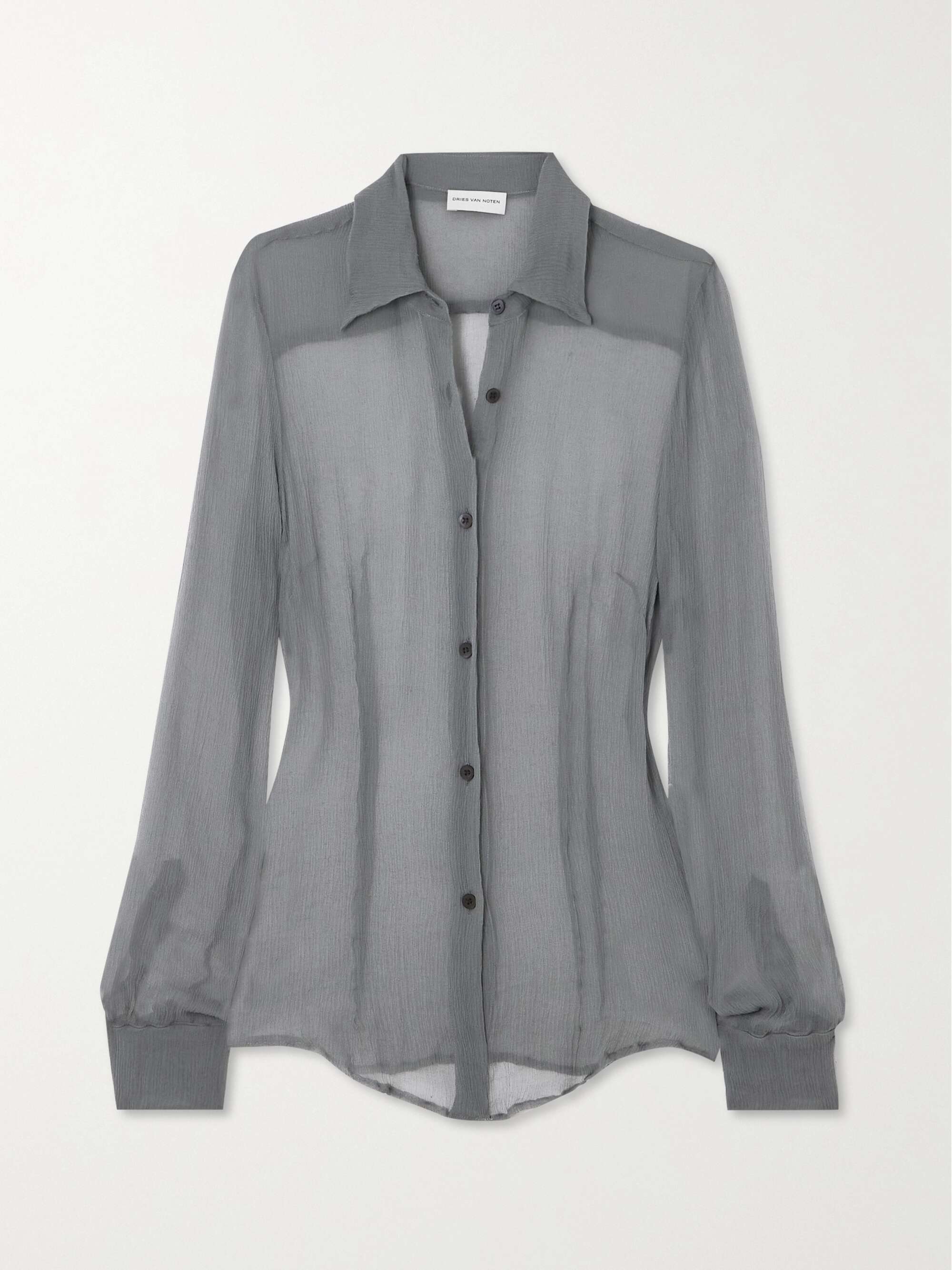 Grey sheer hot sale blouse