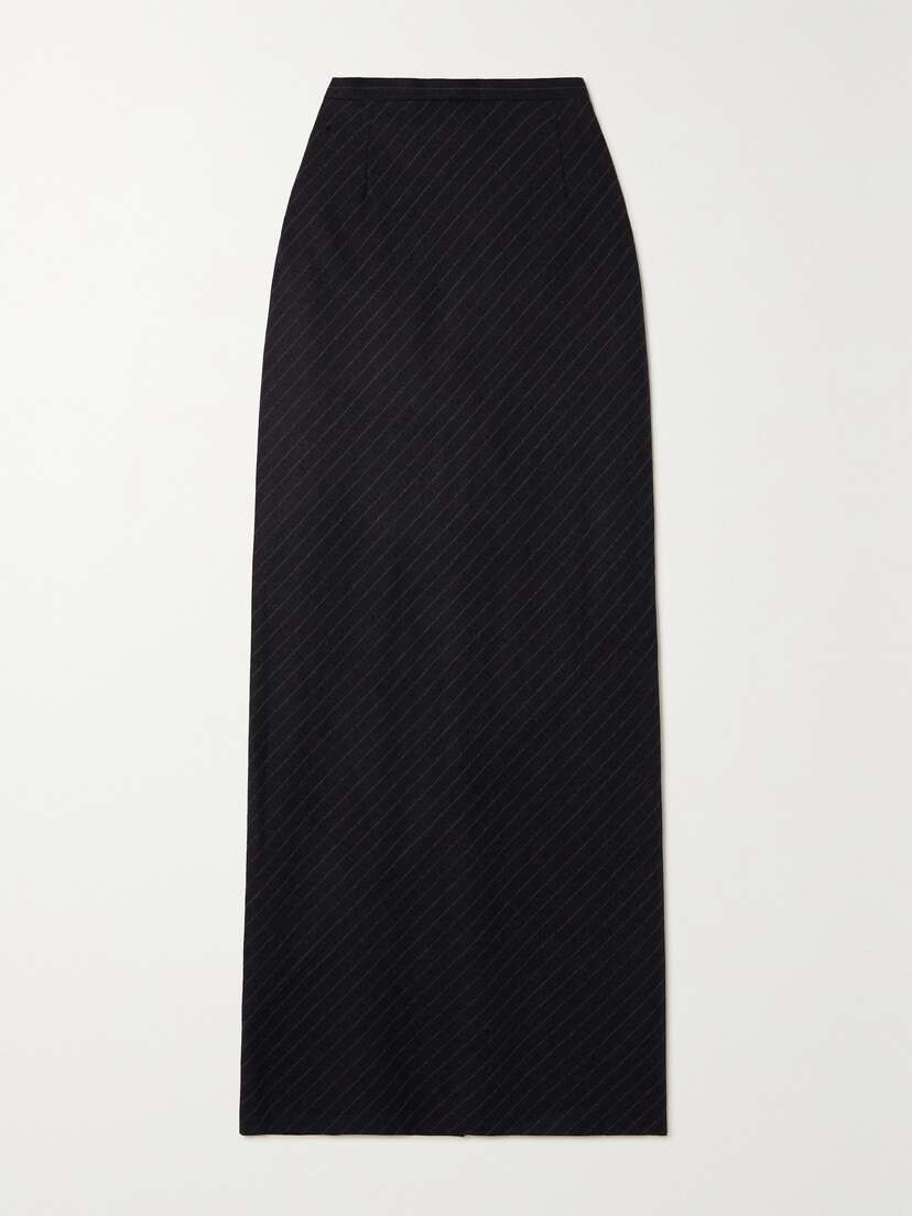 Dries Van Noten Pinstriped Wool Maxi Skirt