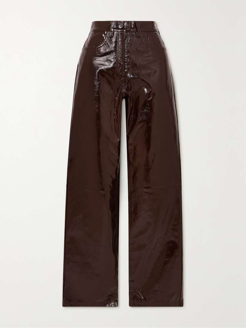 Dries Van Noten Crinkled Glossed-leather Wide-leg Pants