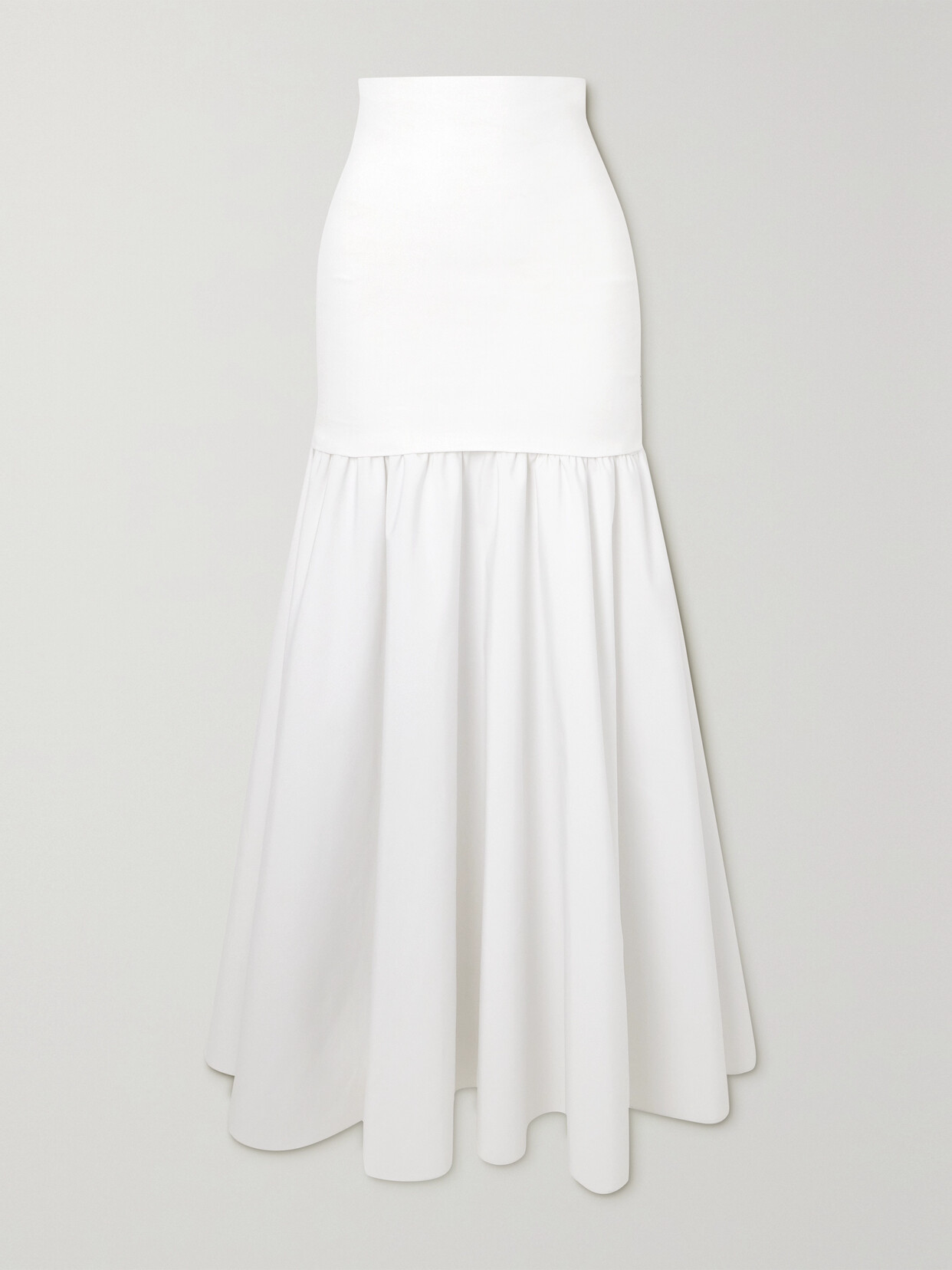 Ferragamo - Stretch-jersey And Poplin Midi Skirt - White