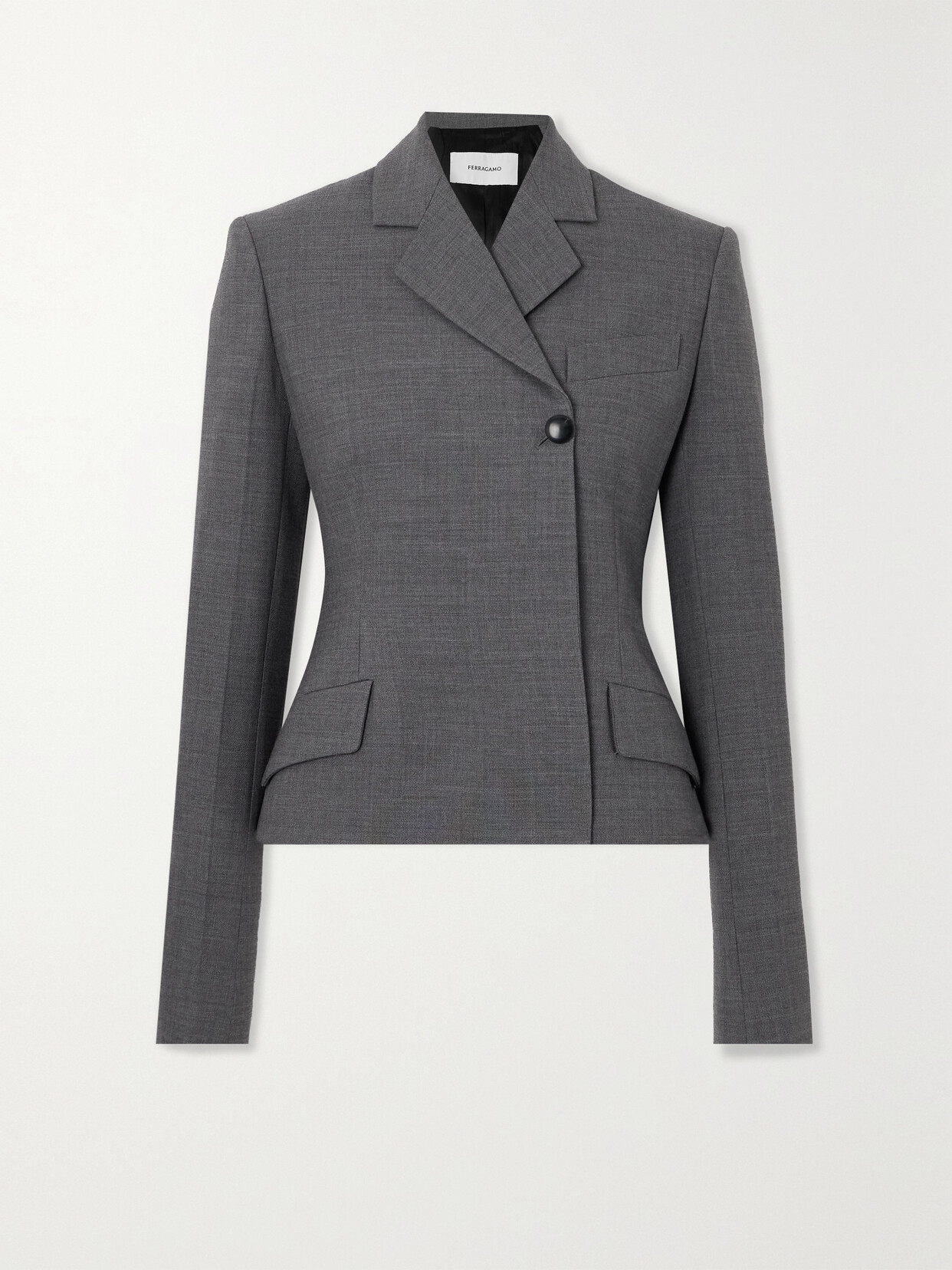 Ferragamo - Wrap-effect Wool Blazer - Gray