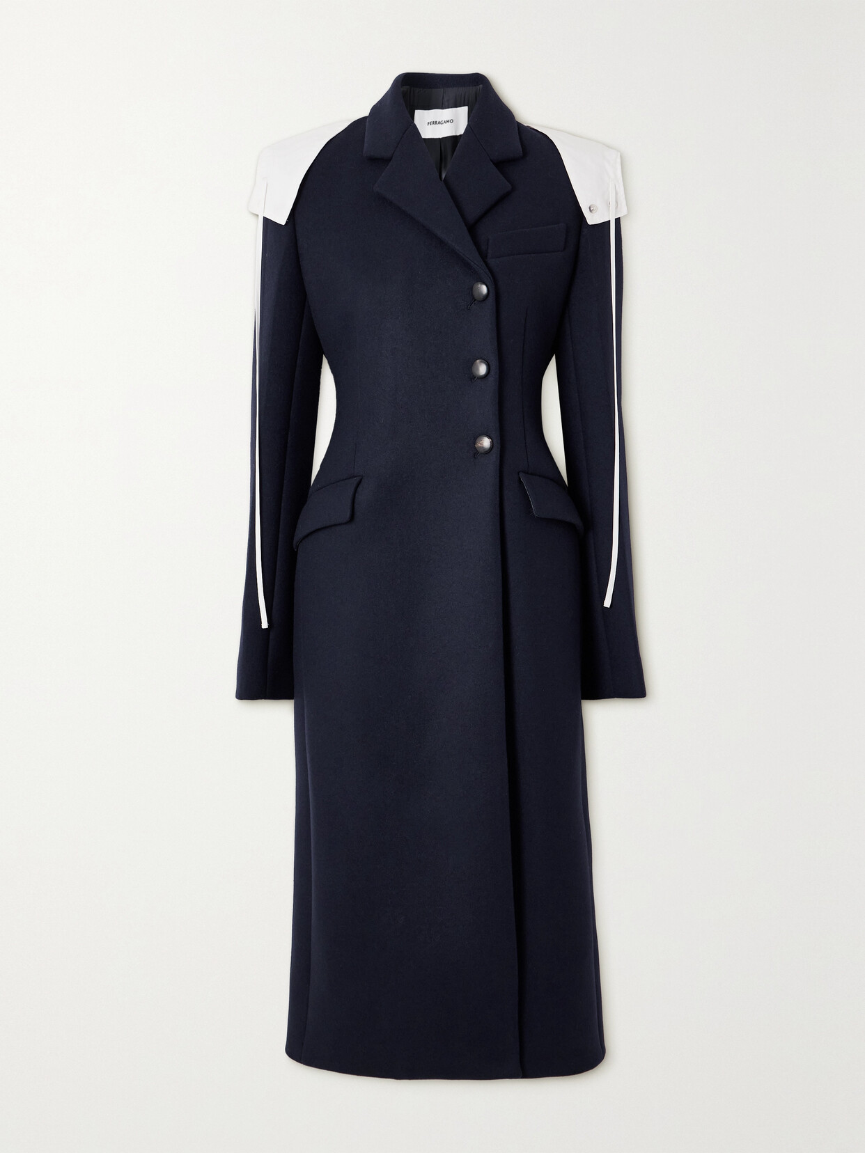 Ferragamo - Hooded Cotton-trimmed Wool Coat - Blue