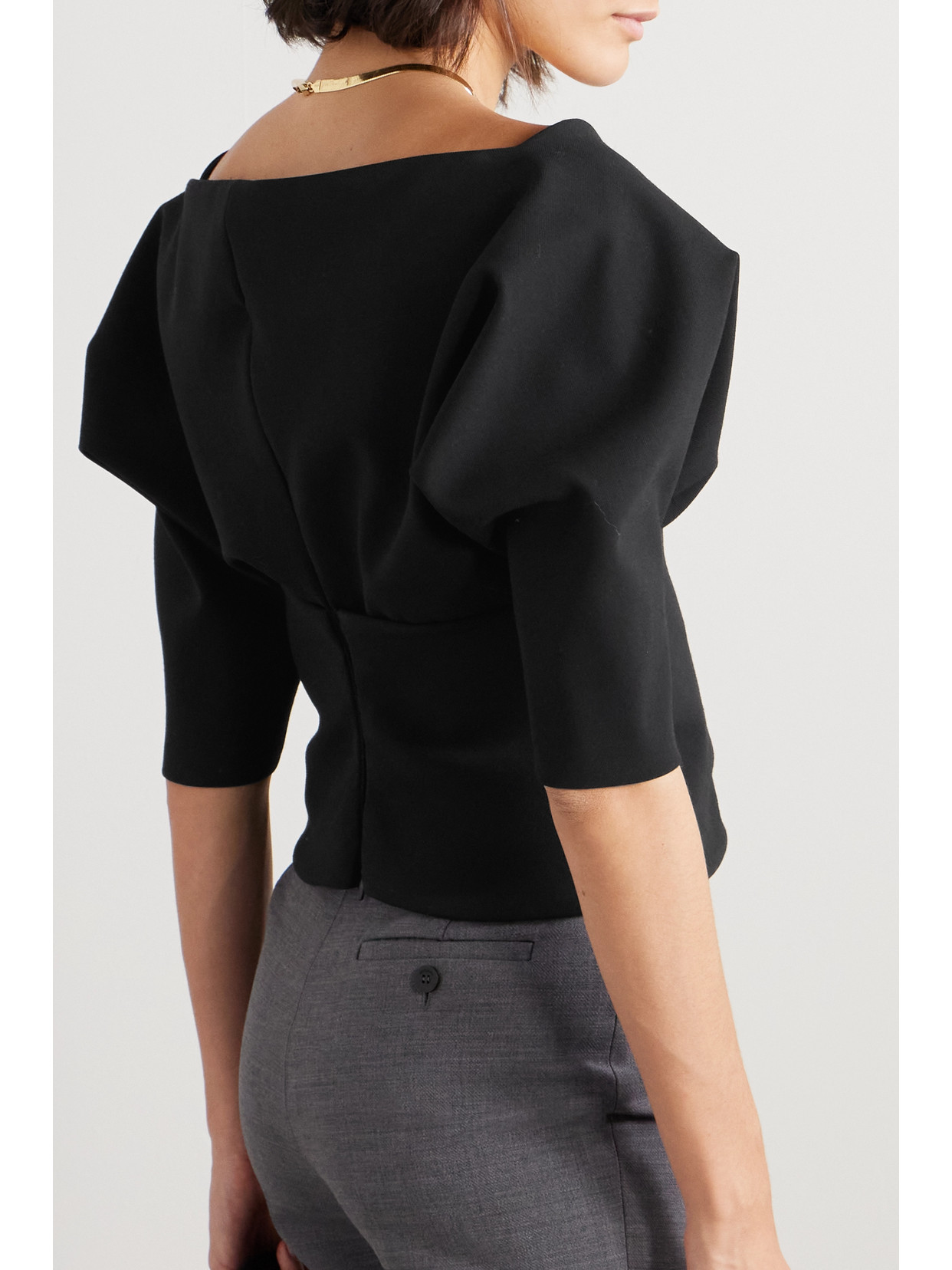 Ferragamo Wool-blend V-neck Top In Black
