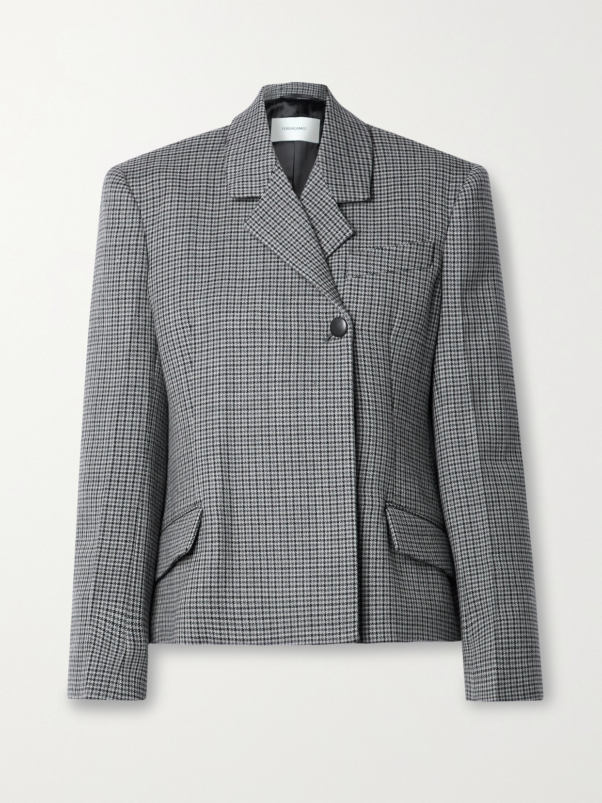 Shop Ferragamo Houndstooth Wool Blazer In Gray