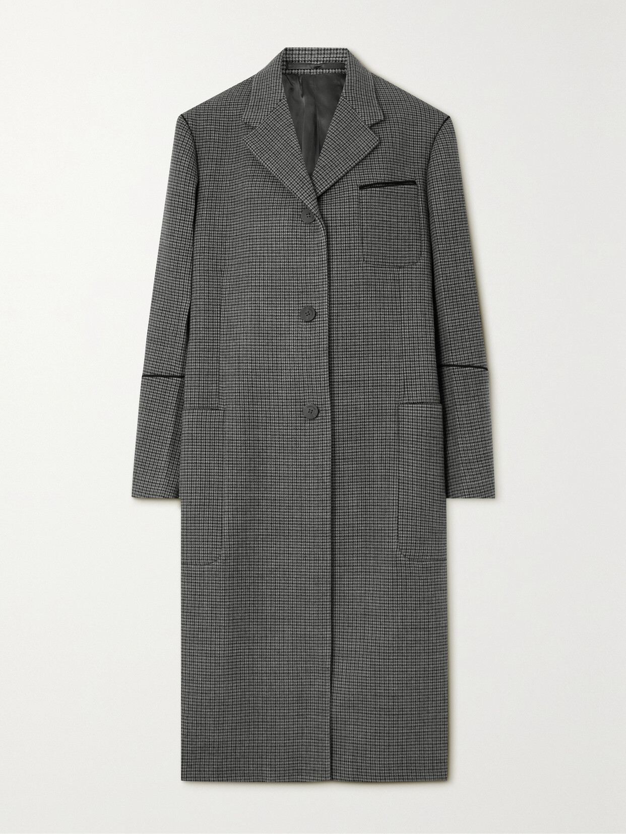 Ferragamo - Houndstooth Wool-blend Coat - Gray