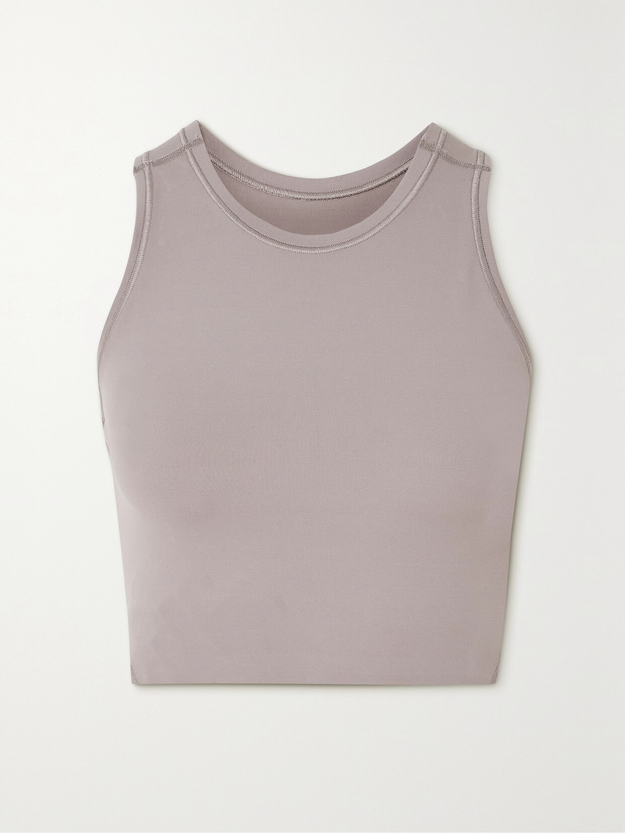 On Movement Cropped Stretch Recycled-jersey Top In Brown