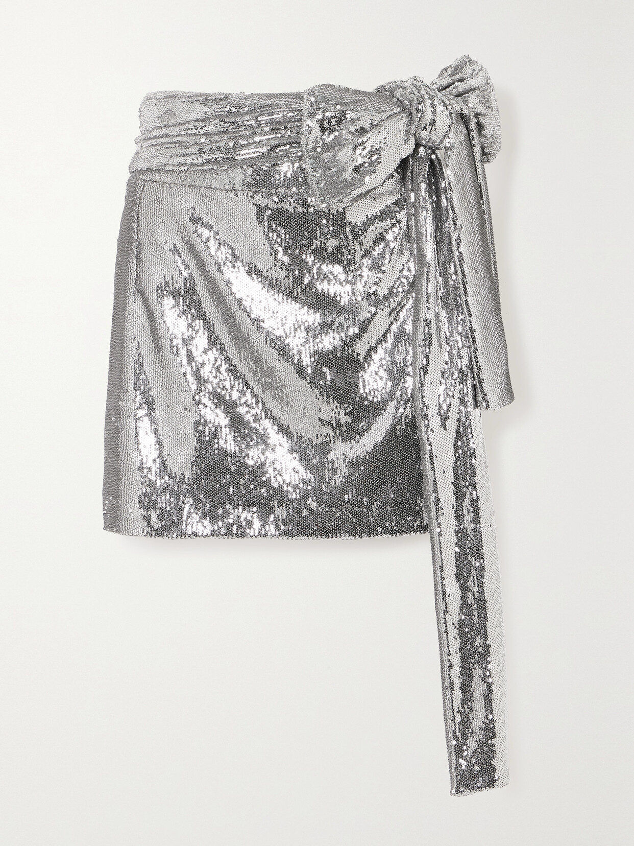 BERNADETTE - Bernard Asymmetric Sequined Taffeta Mini Skirt - Silver