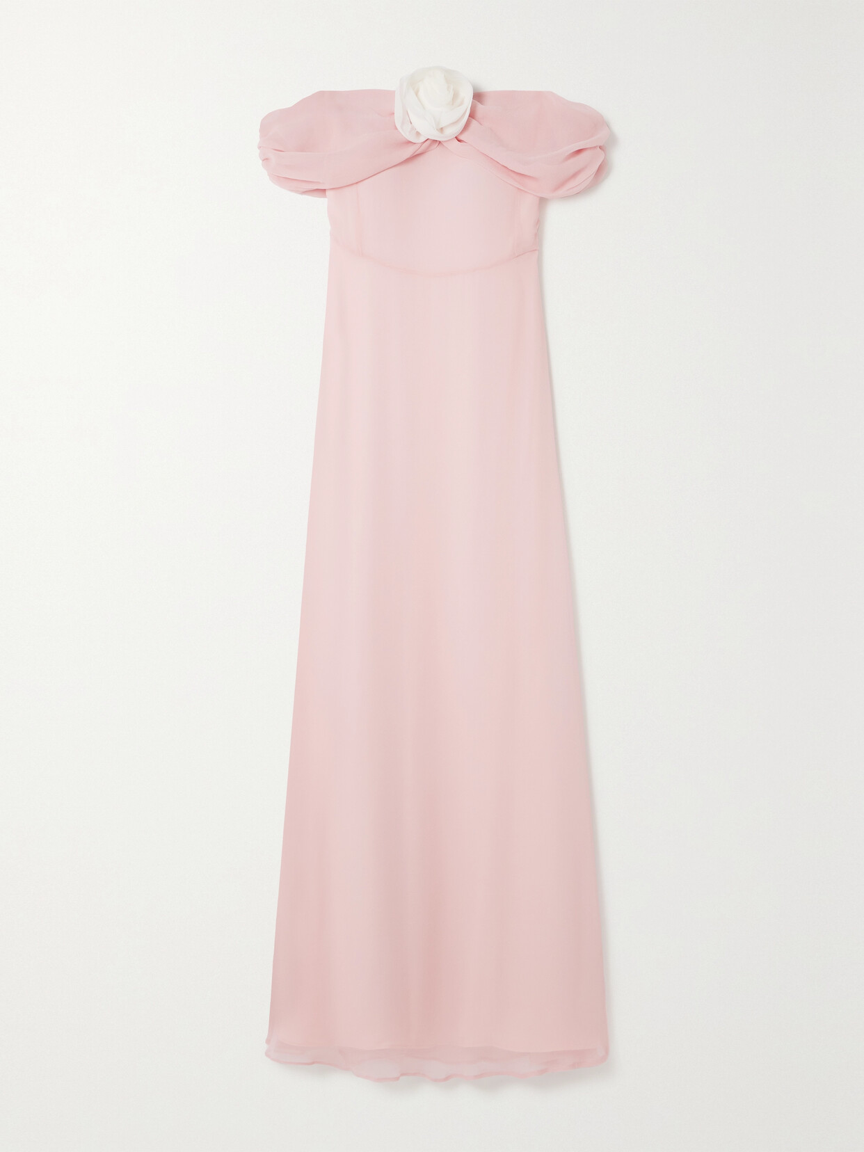 Bernadette Blair Off-the-shoulder Appliquéd Silk-georgette Maxi Dress In Pink