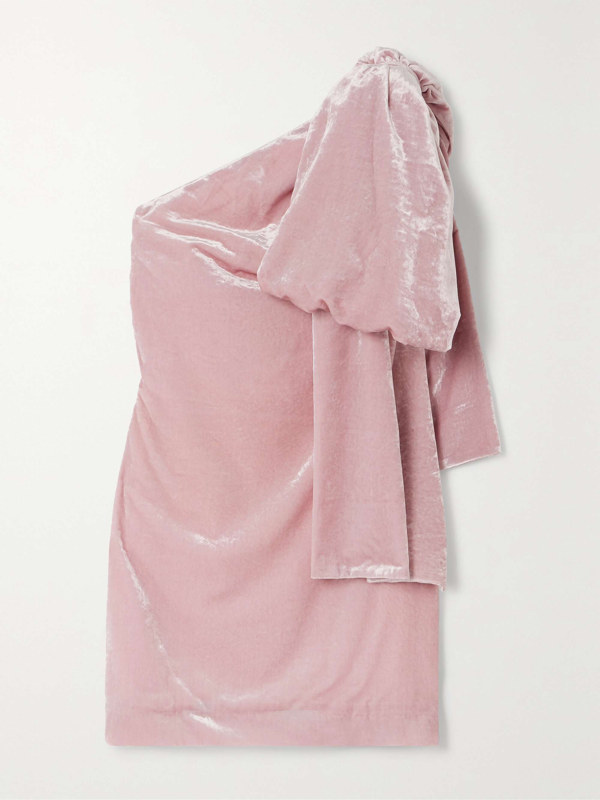BERNADETTE | Josselin one-shoulder bow-detailed velvet mini dress