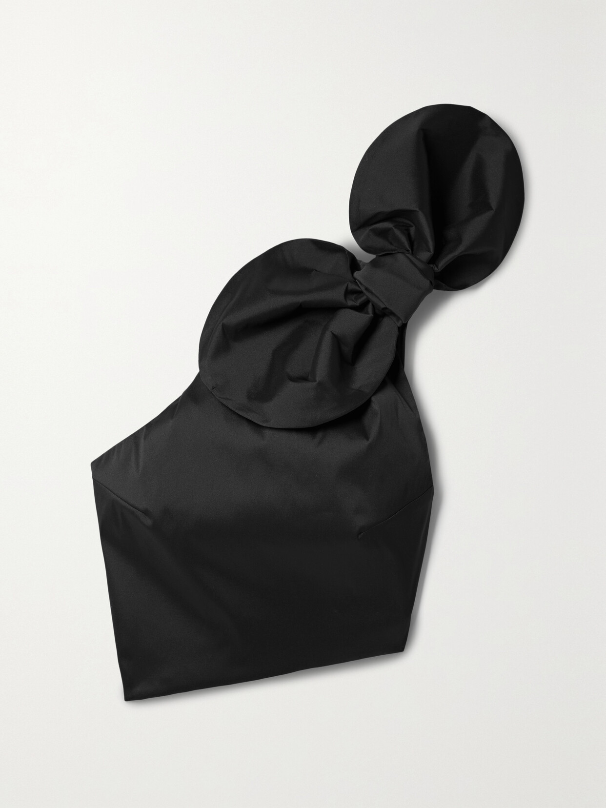 BERNADETTE - Carlotta Cropped Bow-detailed One-shoulder Taffeta Top - Black