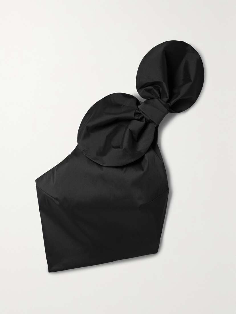 BERNADETTE Carlotta Cropped Bow-detailed One-shoulder Taffeta Top