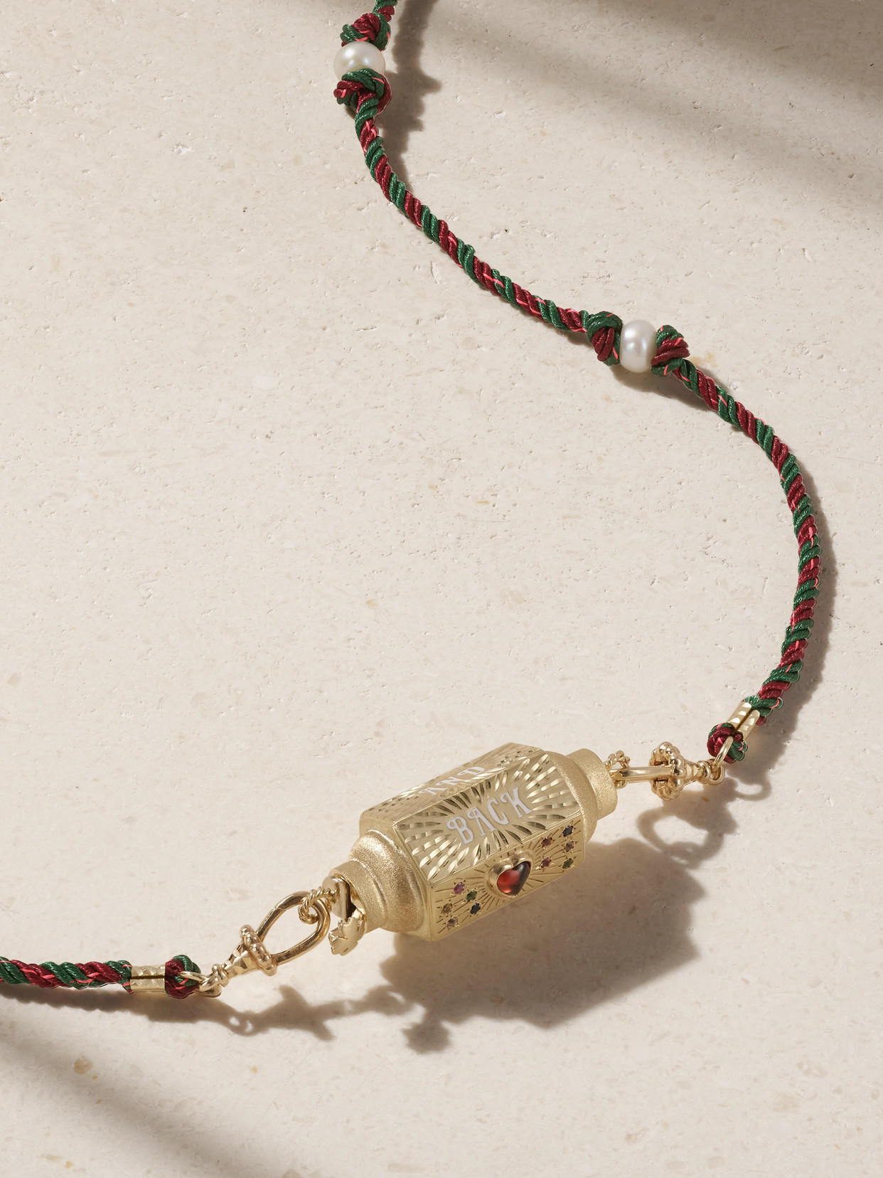 Marie Lichtenberg Love You 14-karat Gold, Enamel And Multi-stone Necklace In Gold