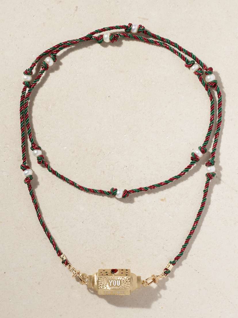 Marie Lichtenberg Love You 14-karat Gold, Enamel And Multi-stone Necklace