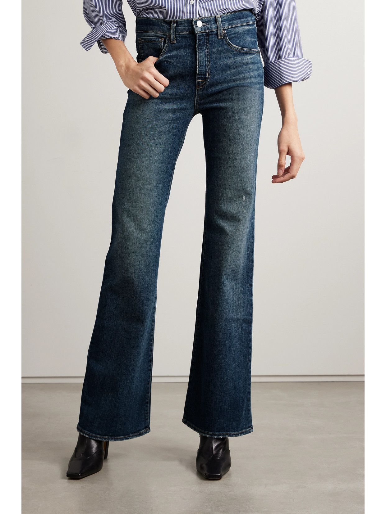 Shop Nili Lotan Celia High-rise Straight-leg Jeans In Blue