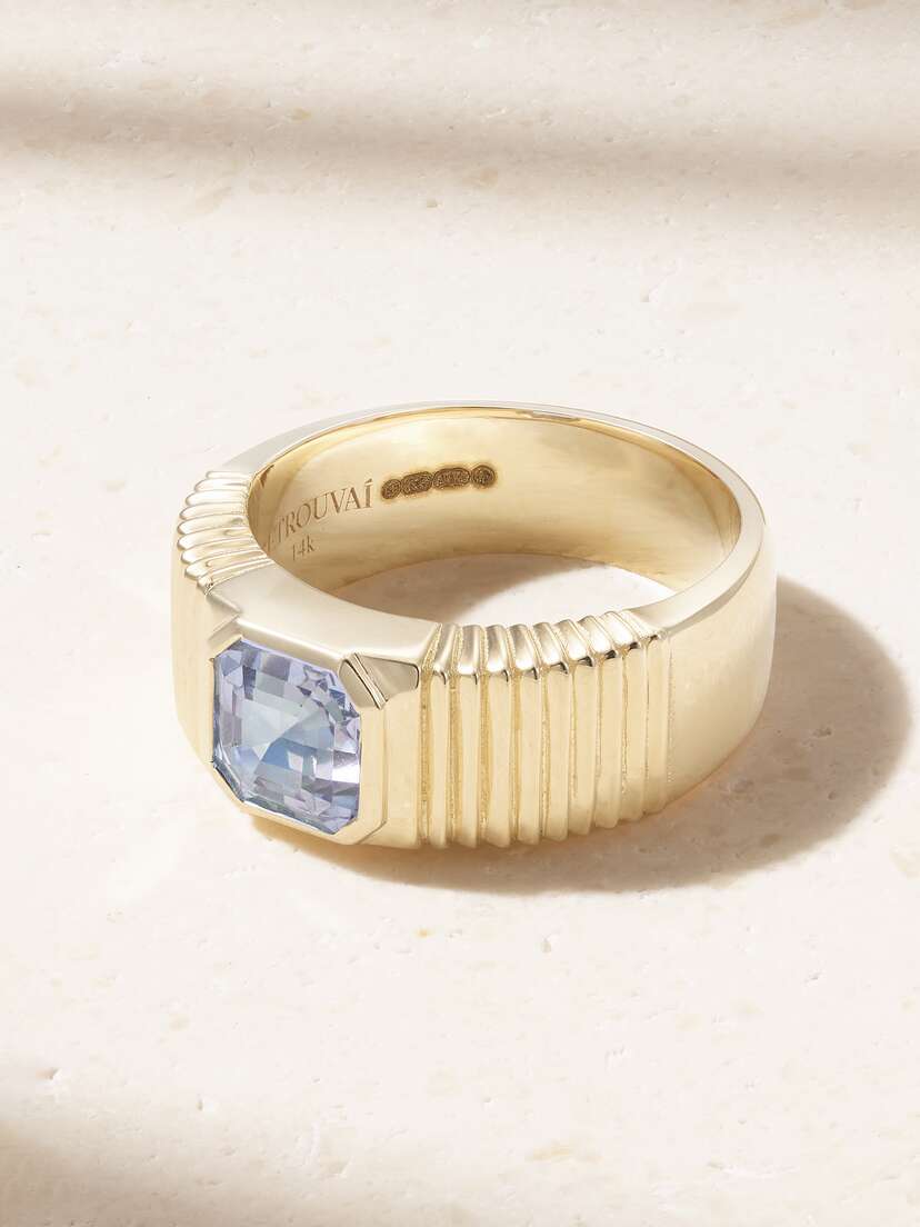 Retrouvaí Pleated Band 14-karat Gold Sapphire Ring