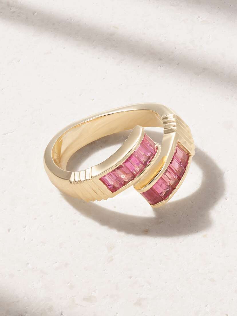 Retrouvaí Baguette Buckle 14-karat Gold Spinel Ring