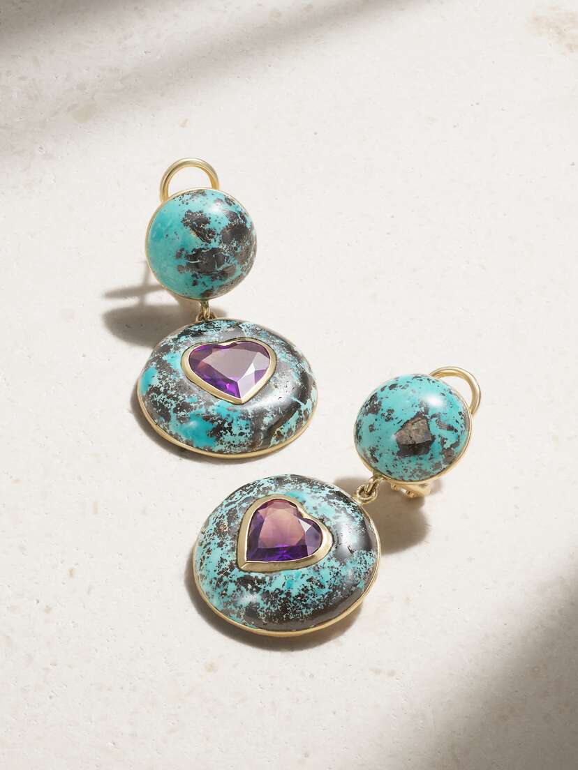 Retrouvaí Lollipop 14-karat Gold, Turquoise And Amethyst Earrings