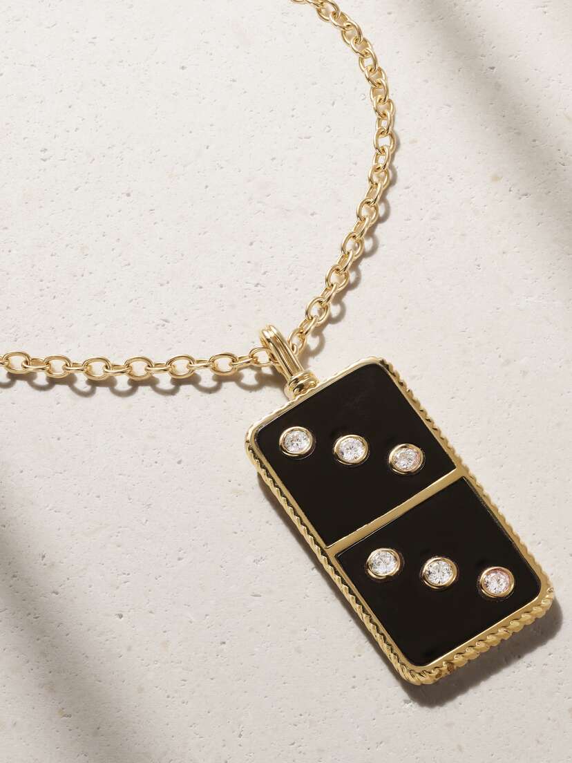 Retrouvaí Classic Domino 14-karat Gold, Onyx And Diamond Necklace
