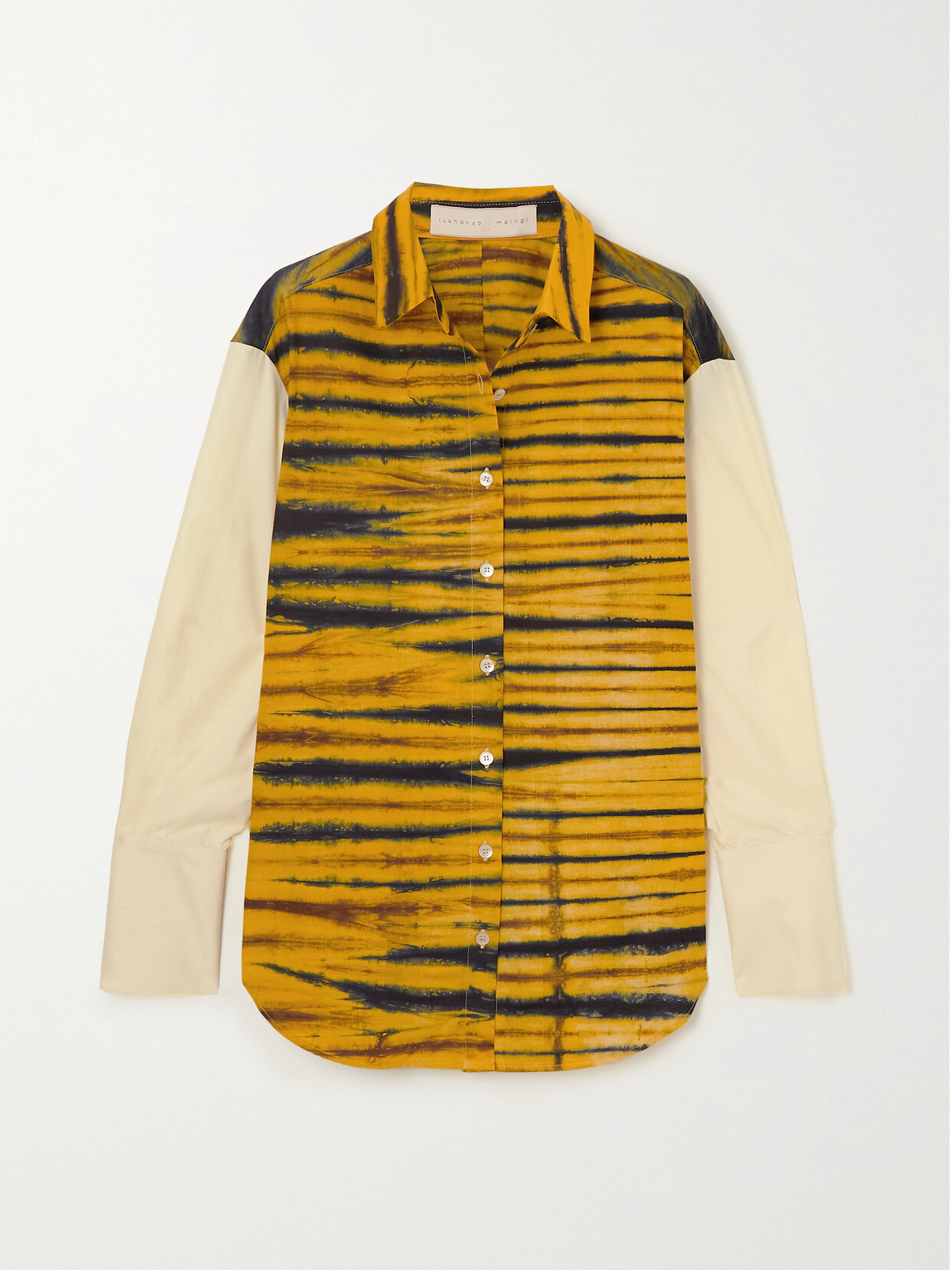 Lukhanyo Mdingi Oversized Paneled Printed Cotton Shirt - Yellow