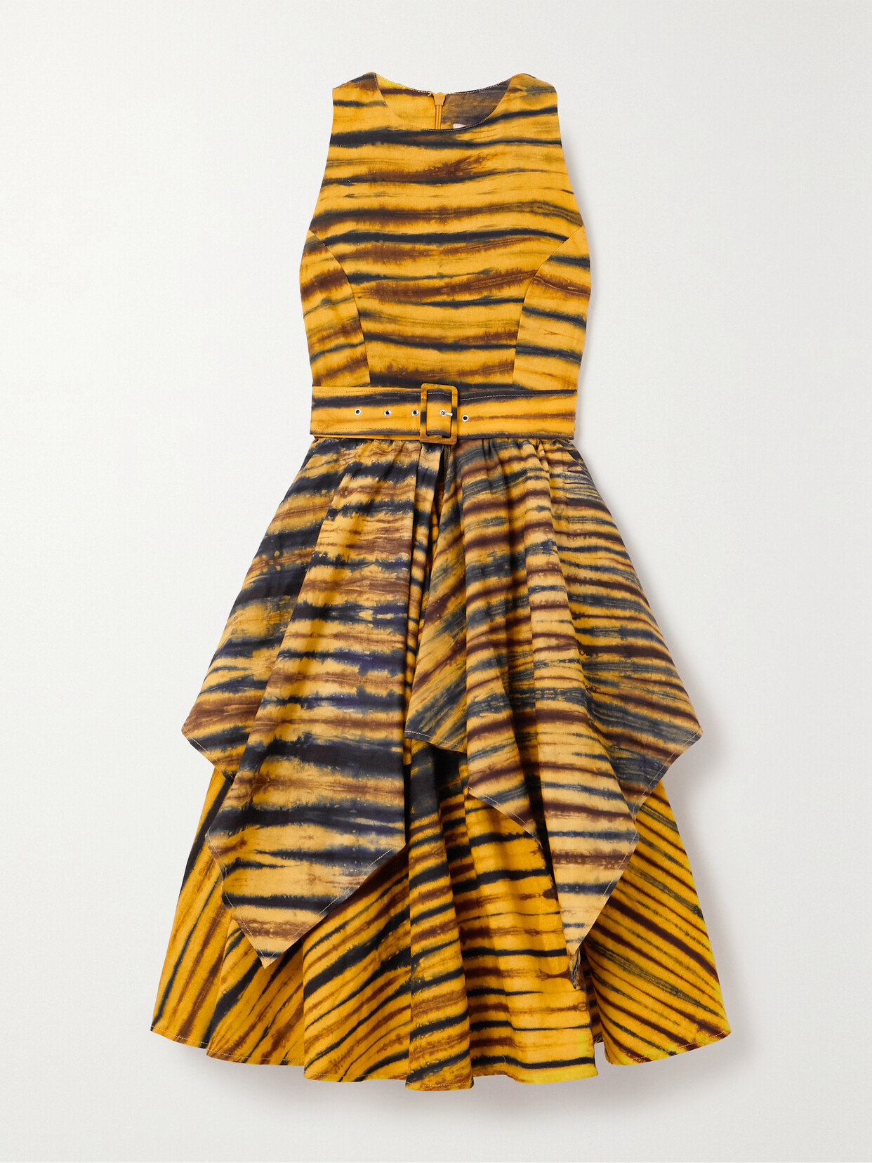 Lukhanyo Mdingi Belted Tiered Printed Cotton Dress