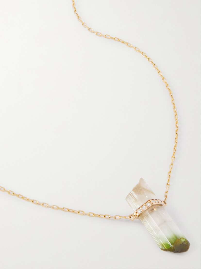 JIA JIA Watermelon 14-karat Gold, Tourmaline And Diamond Necklace