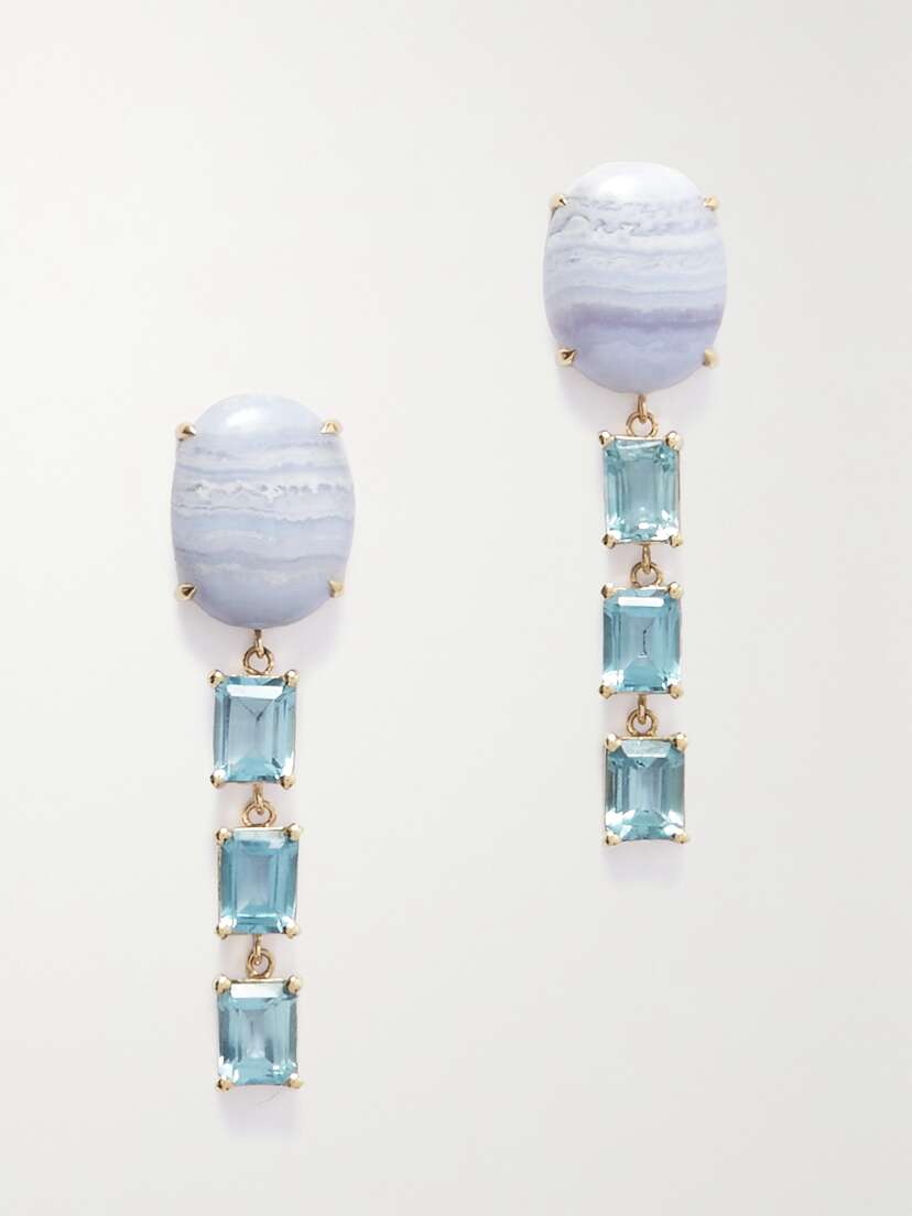 JIA JIA 14-karat Gold, Agate And Topaz Earrings