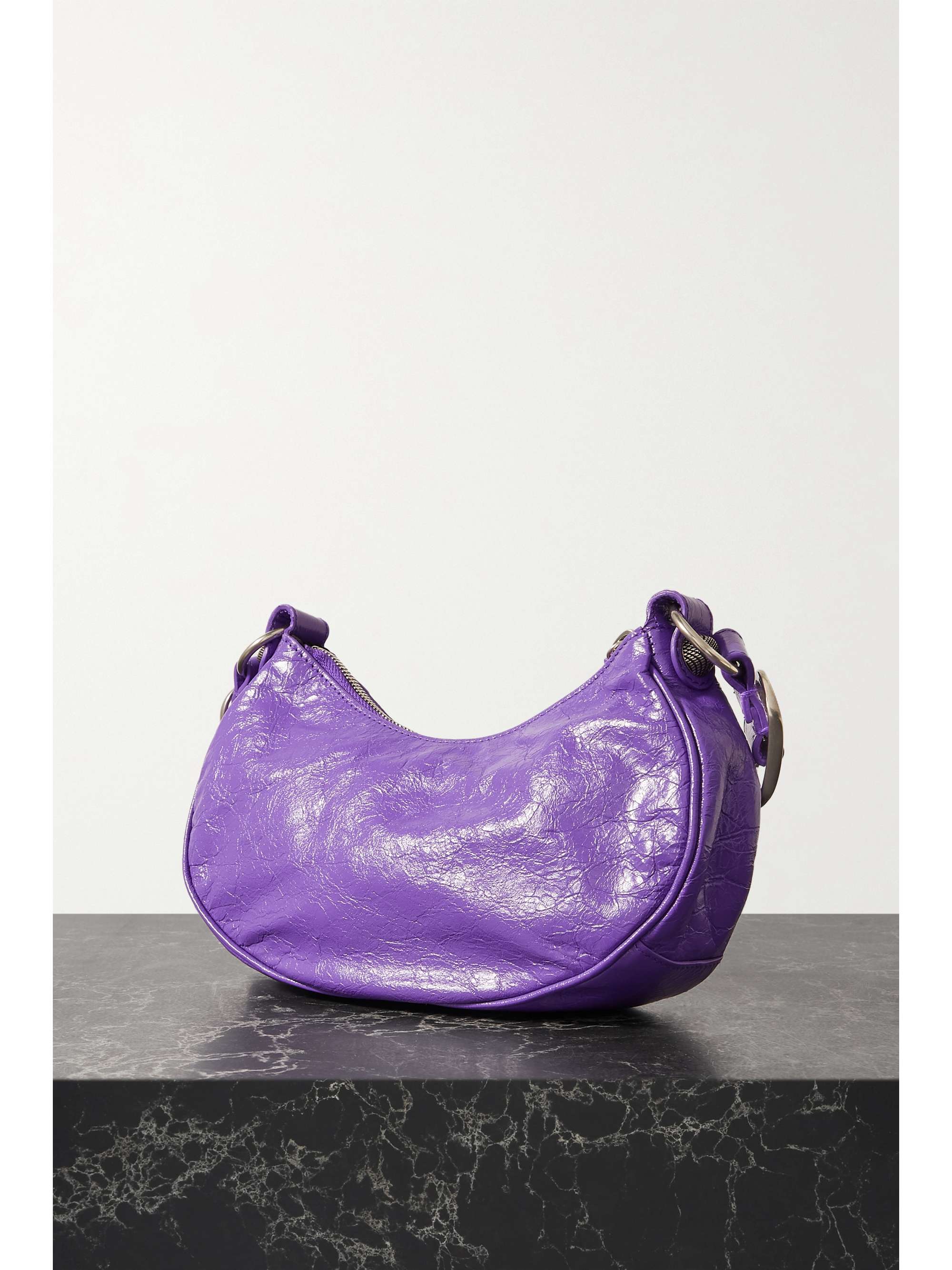 BALENCIAGA Le Cagole XS studded crinkled-leather shoulder bag