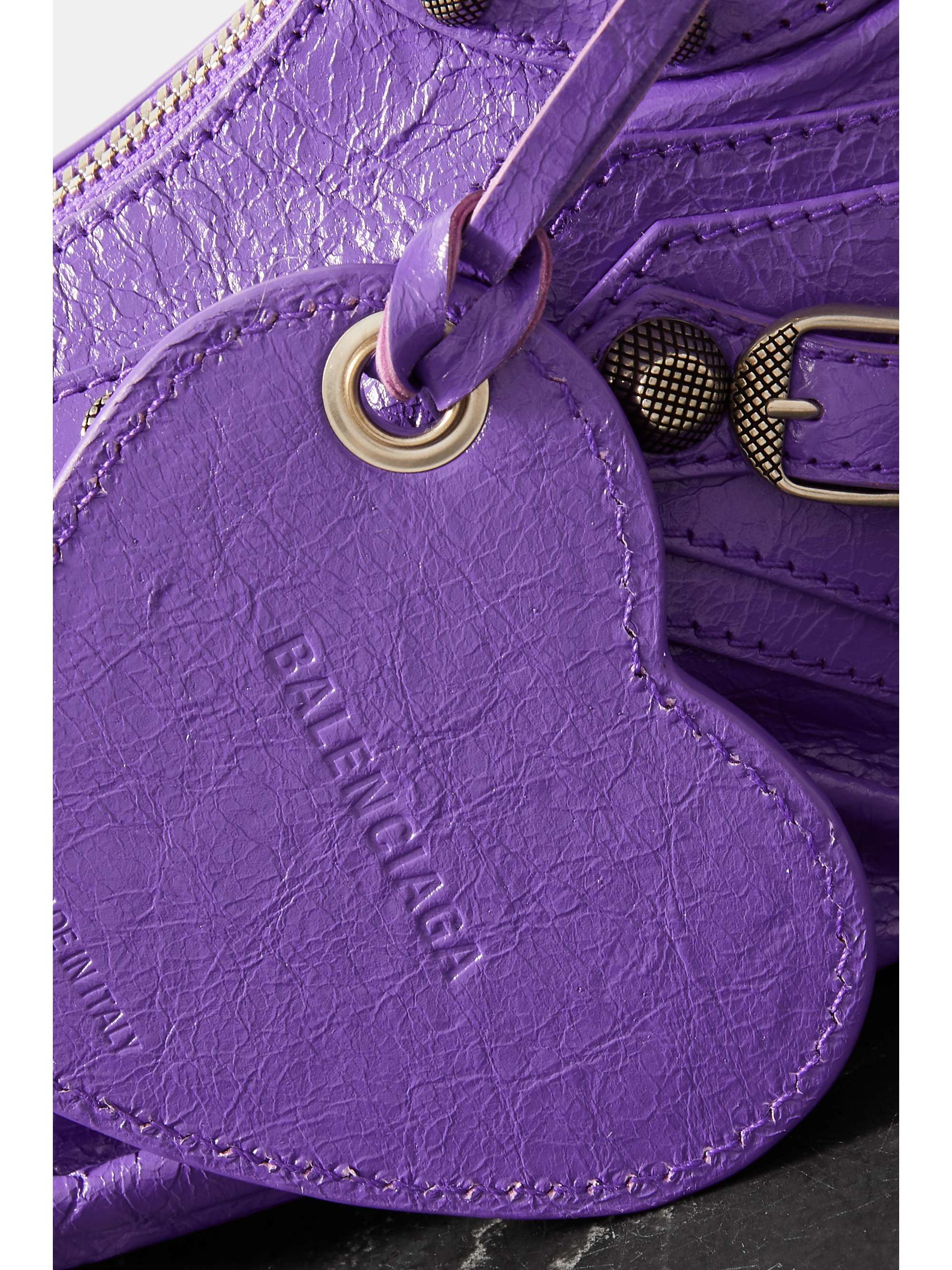 BALENCIAGA Le Cagole XS studded crinkled-leather shoulder bag