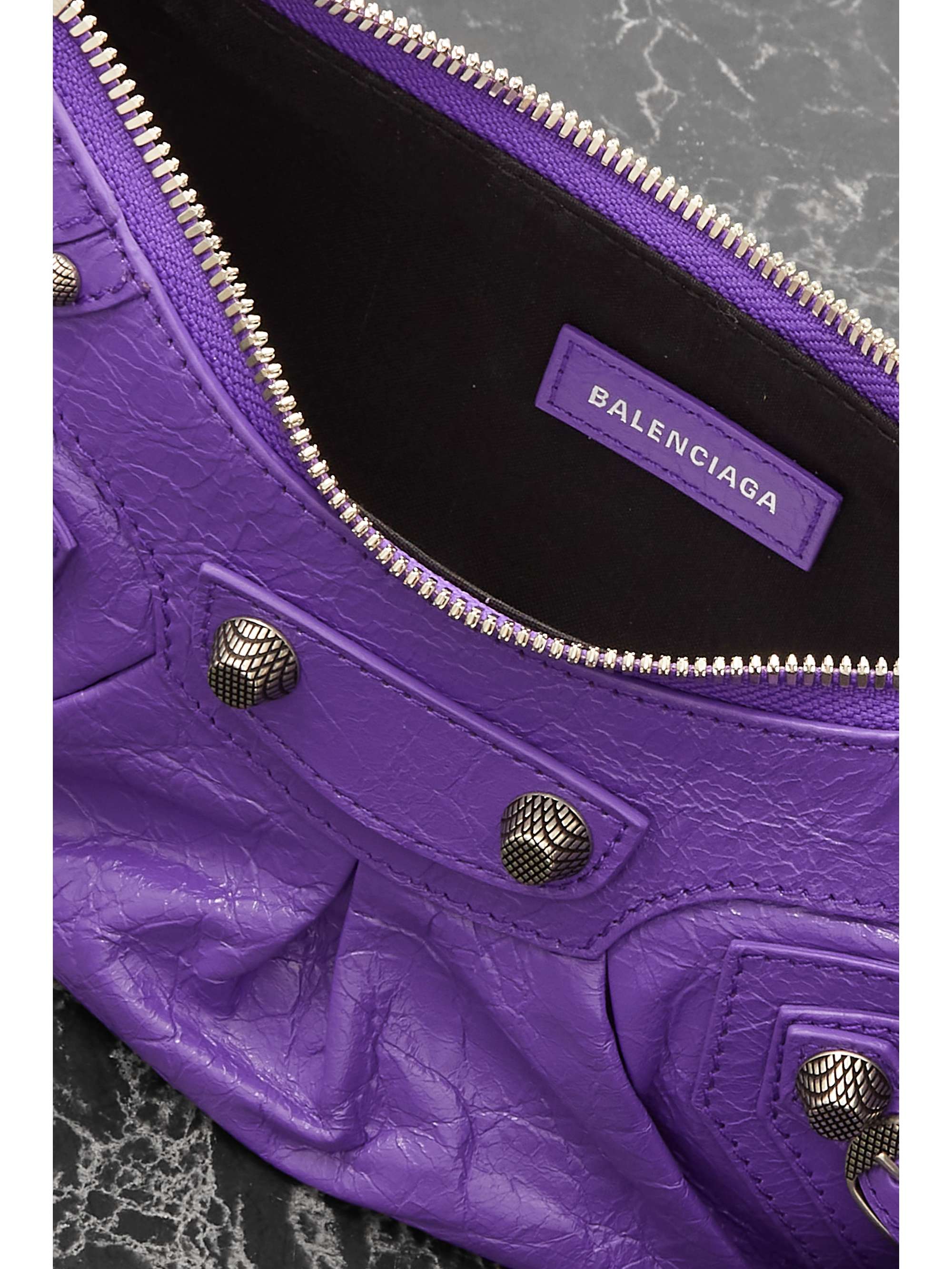 BALENCIAGA Le Cagole XS studded crinkledleather shoulder bag NETAPORTER