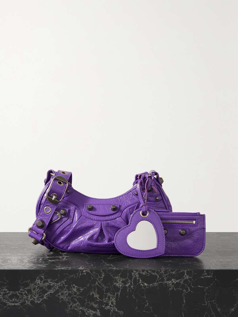 Balenciaga Le Cagole Xs Studded Crinkled-leather Shoulder Bag