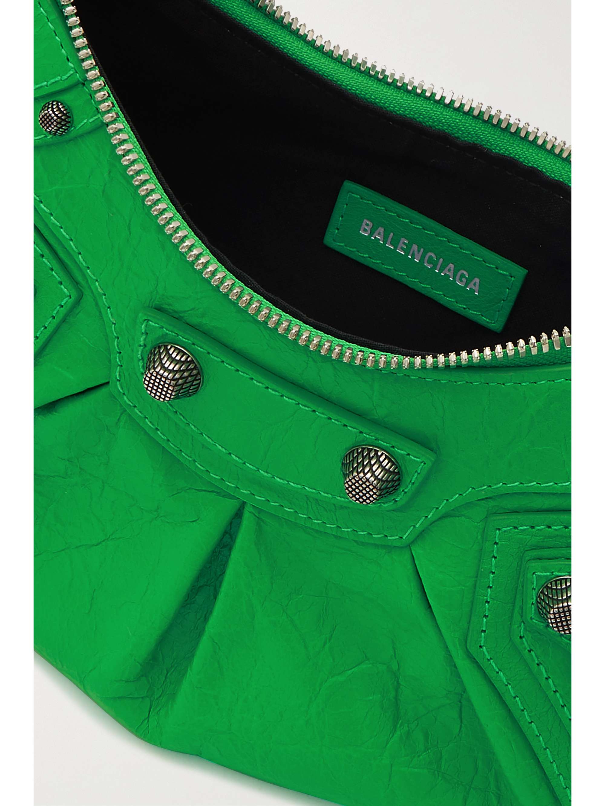 BALENCIAGA Le Cagole XS studded crinkled-leather shoulder bag