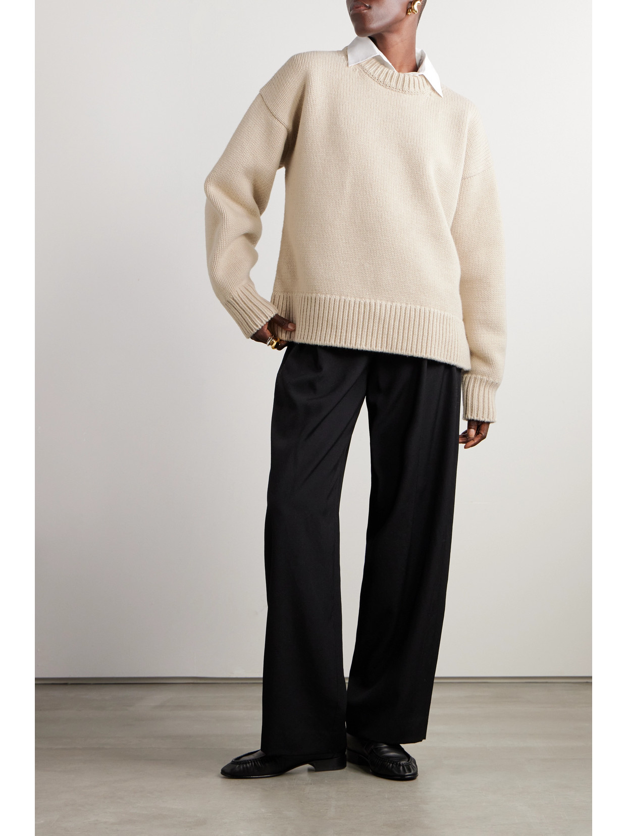 Shop The Row Ophelia Oversized Wool And Cashmere Sweater In Neutrals