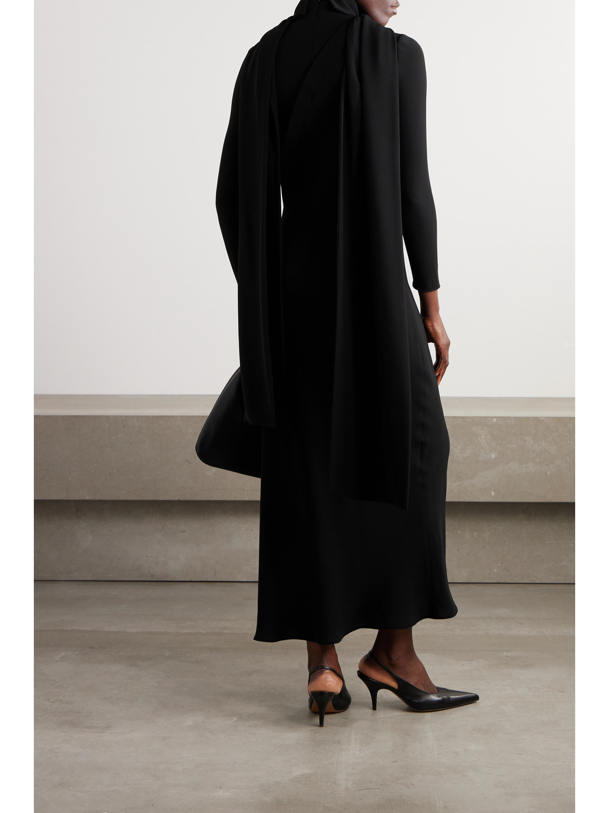 The Row Pascal Draped Silk-crepe Maxi Dress In Black