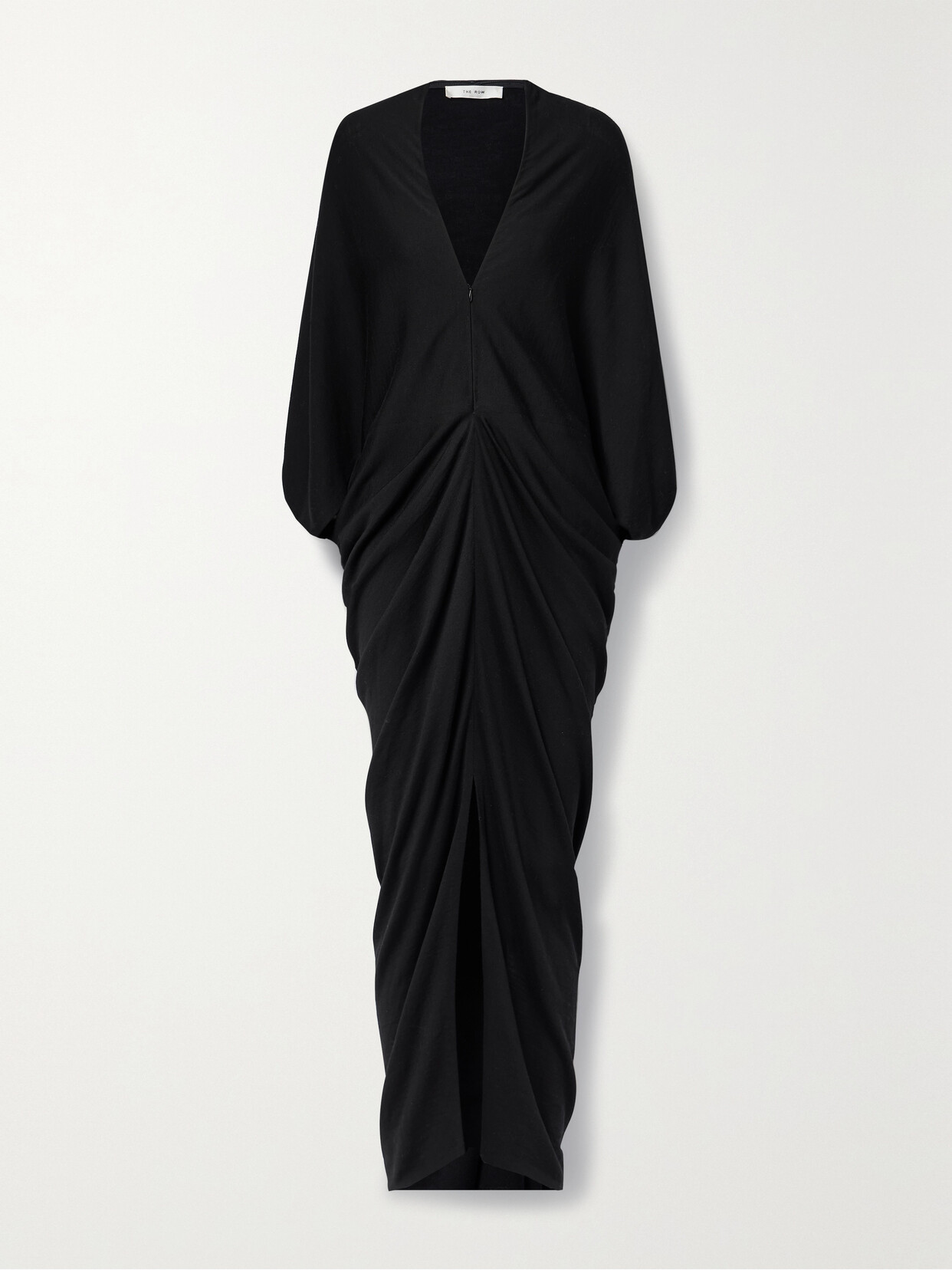 The Row - Rodin Gathered Wool Maxi Dress - Black