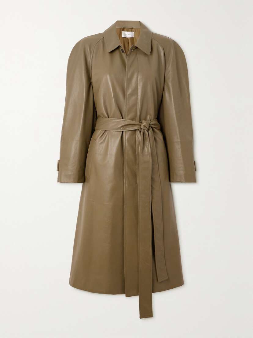 The Row Devitt Belted Leather Down Coat