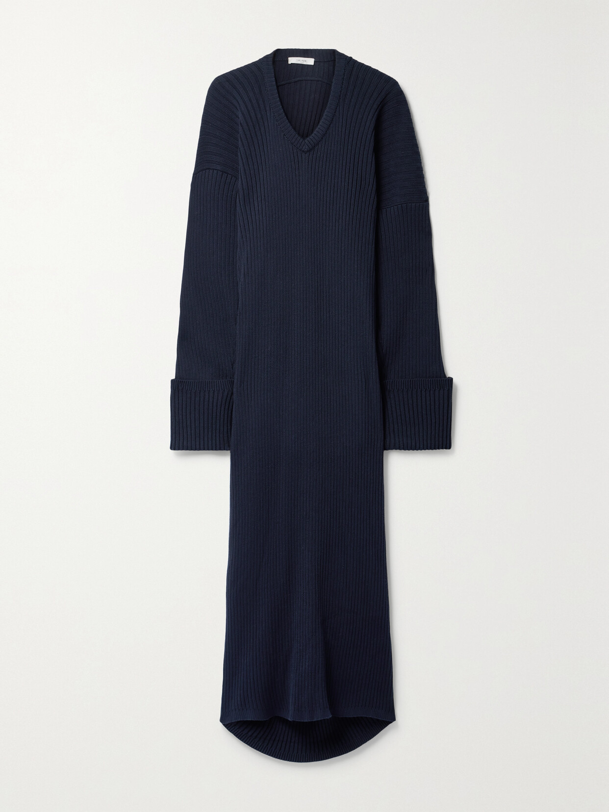 The Row Elodie Knit Cotton Maxi Dress In Blue