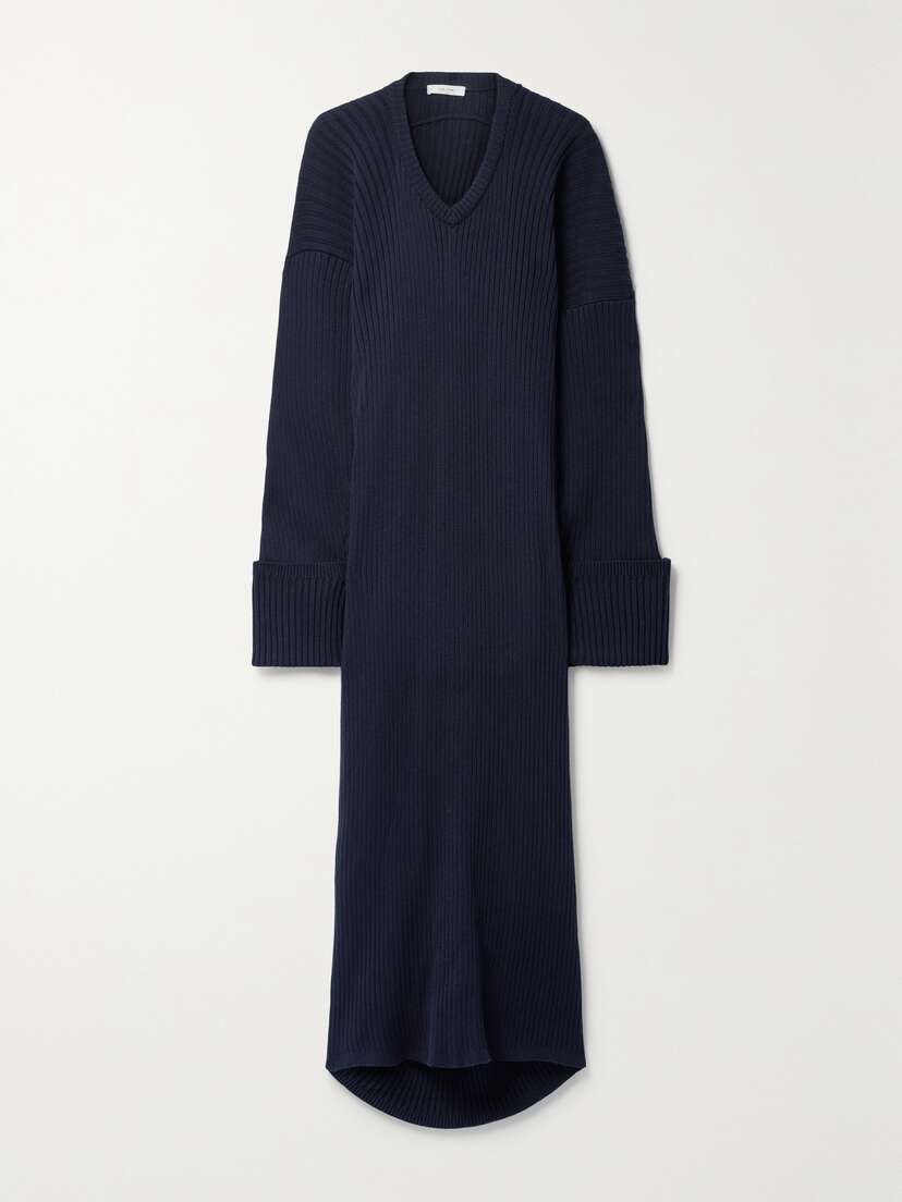 The Row Elodie Ribbed Cotton Maxi Dress - x large