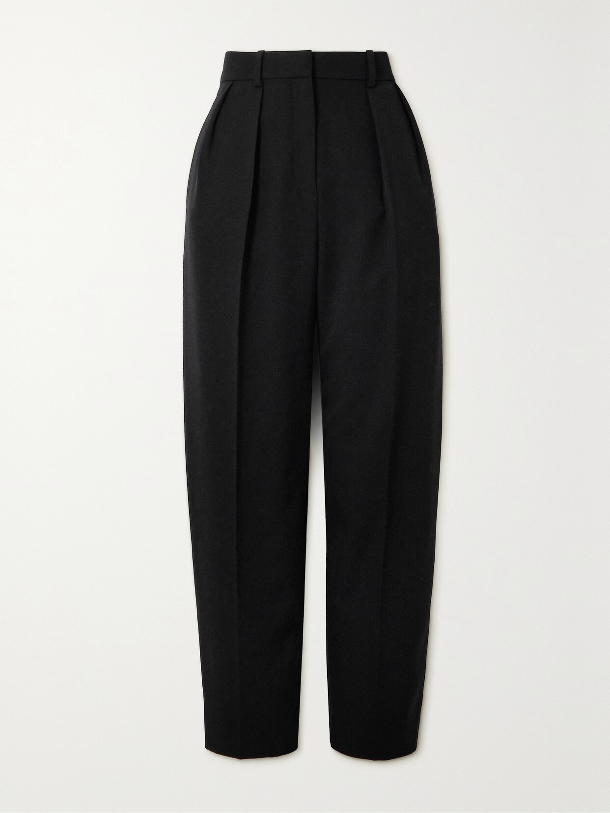 The Row - Corby Pleated Wool-twill Pants - Black