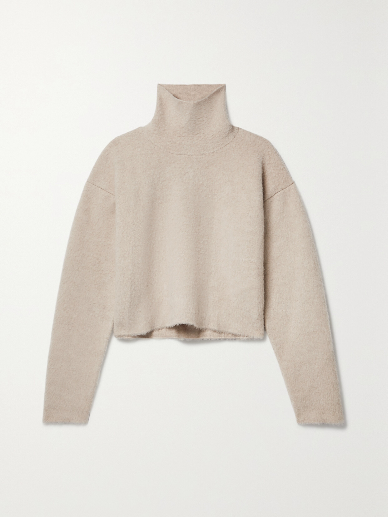 The Row Erise Oversized Brushed Merino Wool Turtleneck Sweater In Neutrals