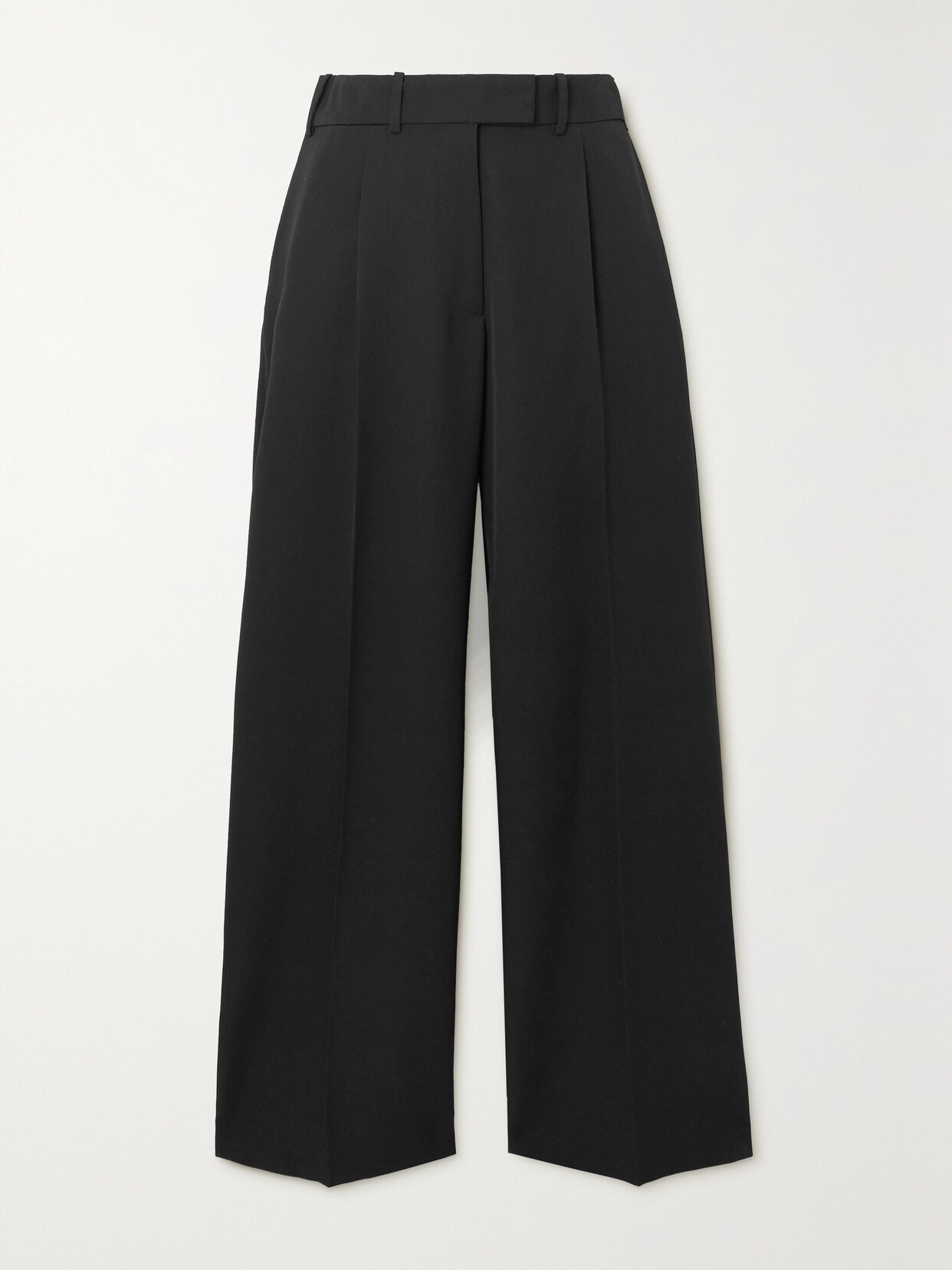 The Row - Roan Pleated Wool-twill Wide-leg Pants - Black