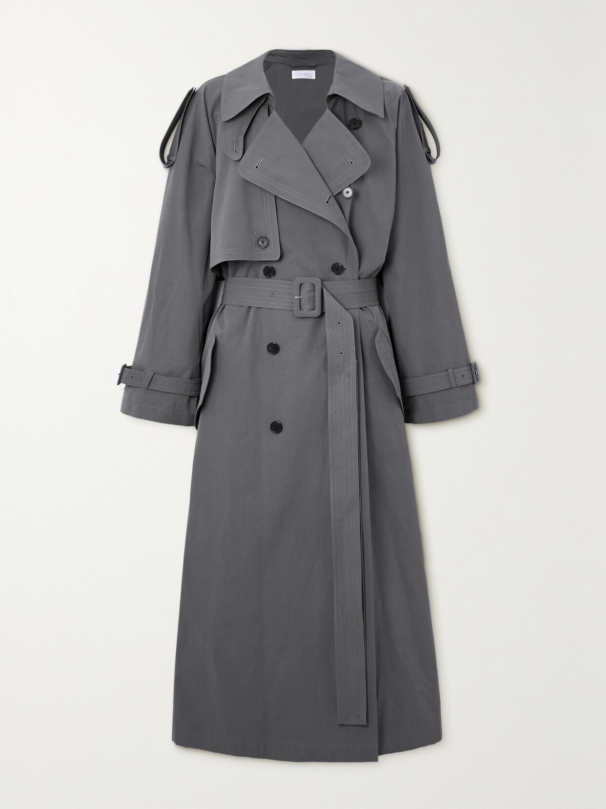 Shop The Row Avio Cotton-poplin Trench Coat In Gray