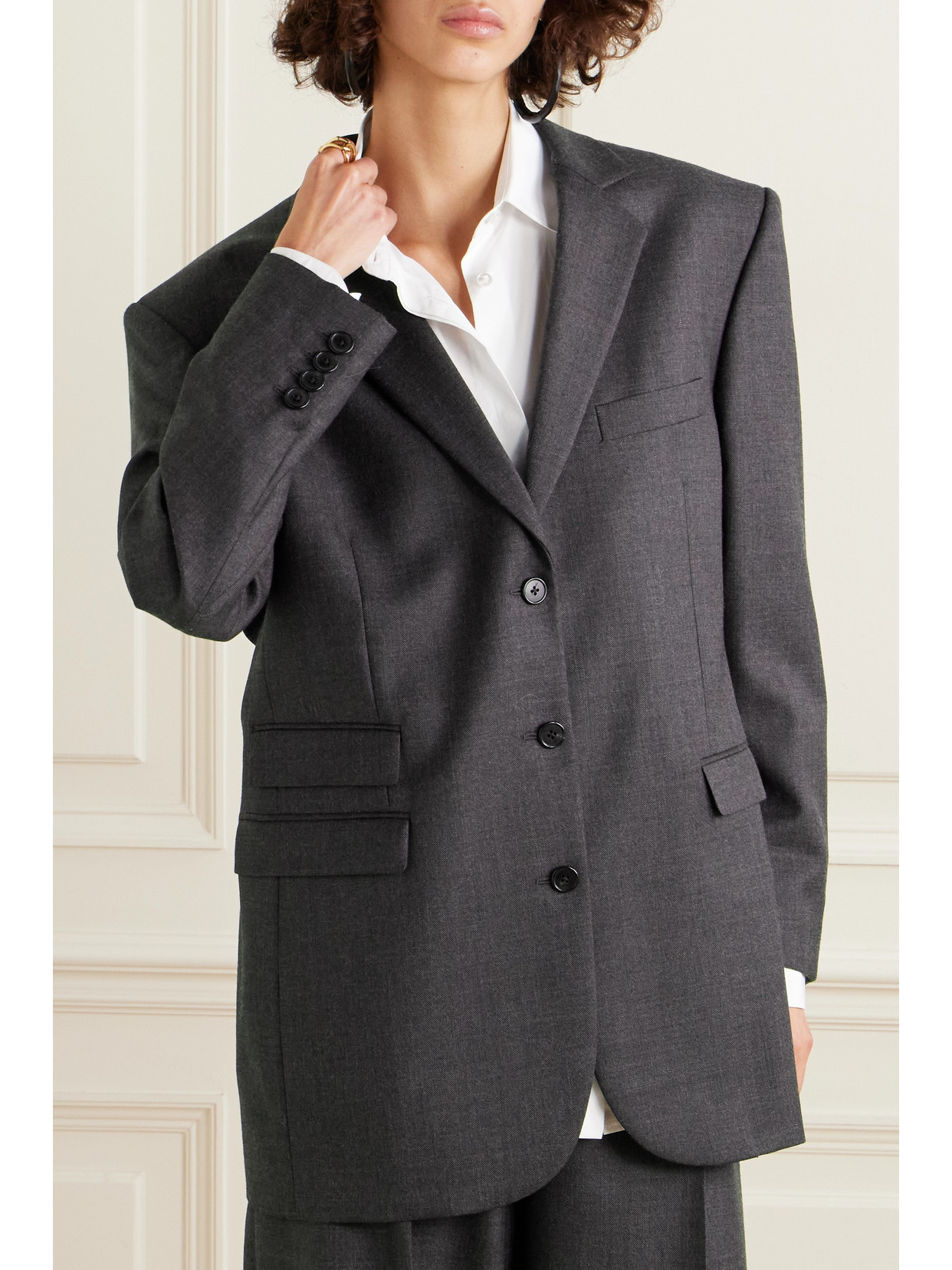 The Row Ule Wool-twill Blazer In Gray