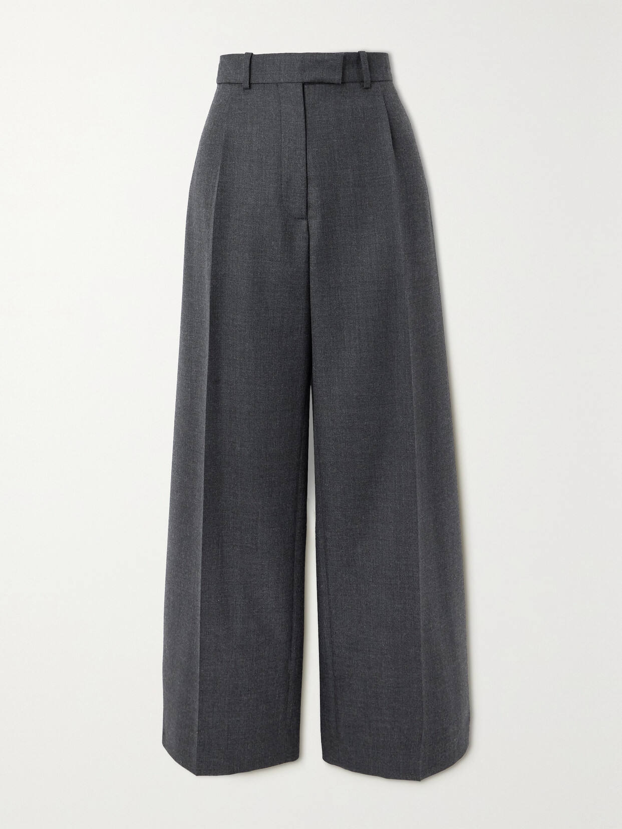 The Row Roan Pleated Wool Wide-leg Pants In Grey