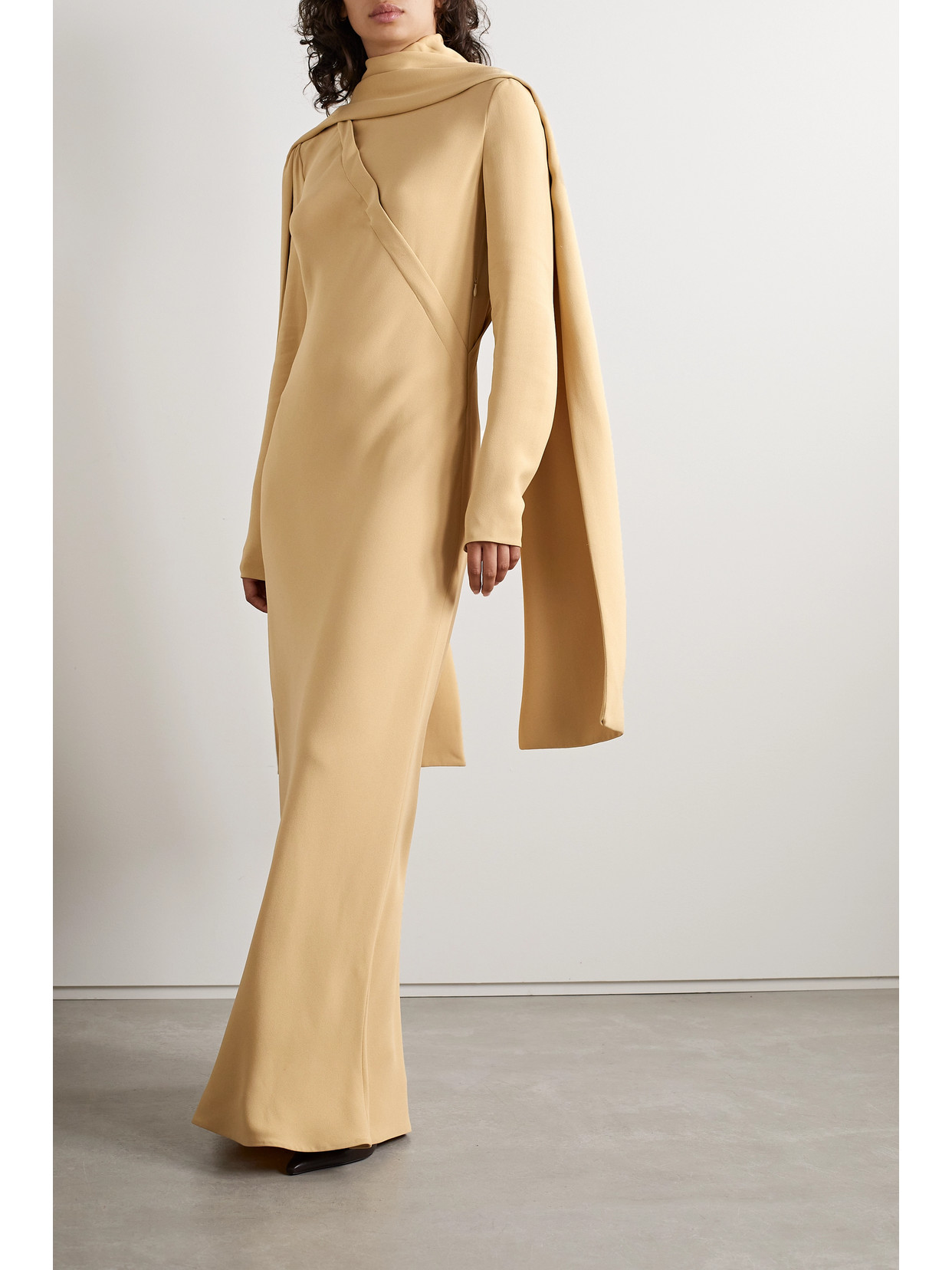 Shop The Row Pascal Draped Silk-crepe Maxi Dress In Yellow