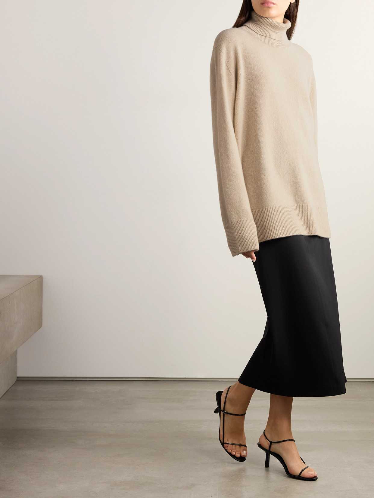 Shop The Row Stepny Oversized Wool And Cashmere-blend Turtleneck Sweater In Neutrals