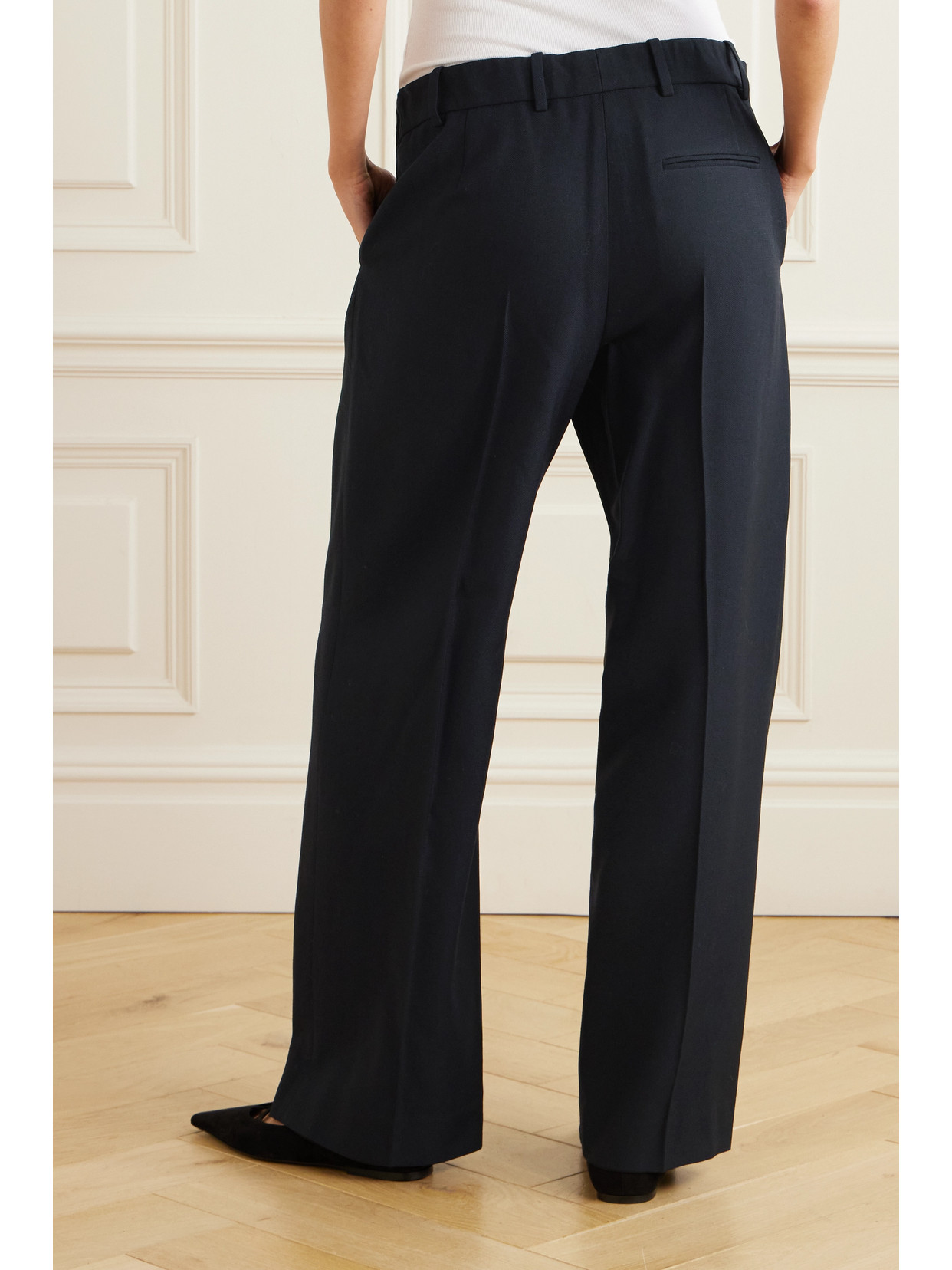 Shop The Row Roan Pleated Wide-leg Pants In Blue