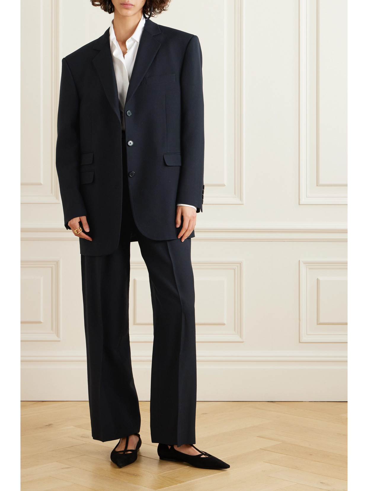 The Row Roan Pleated Wide-leg Pants In Blue